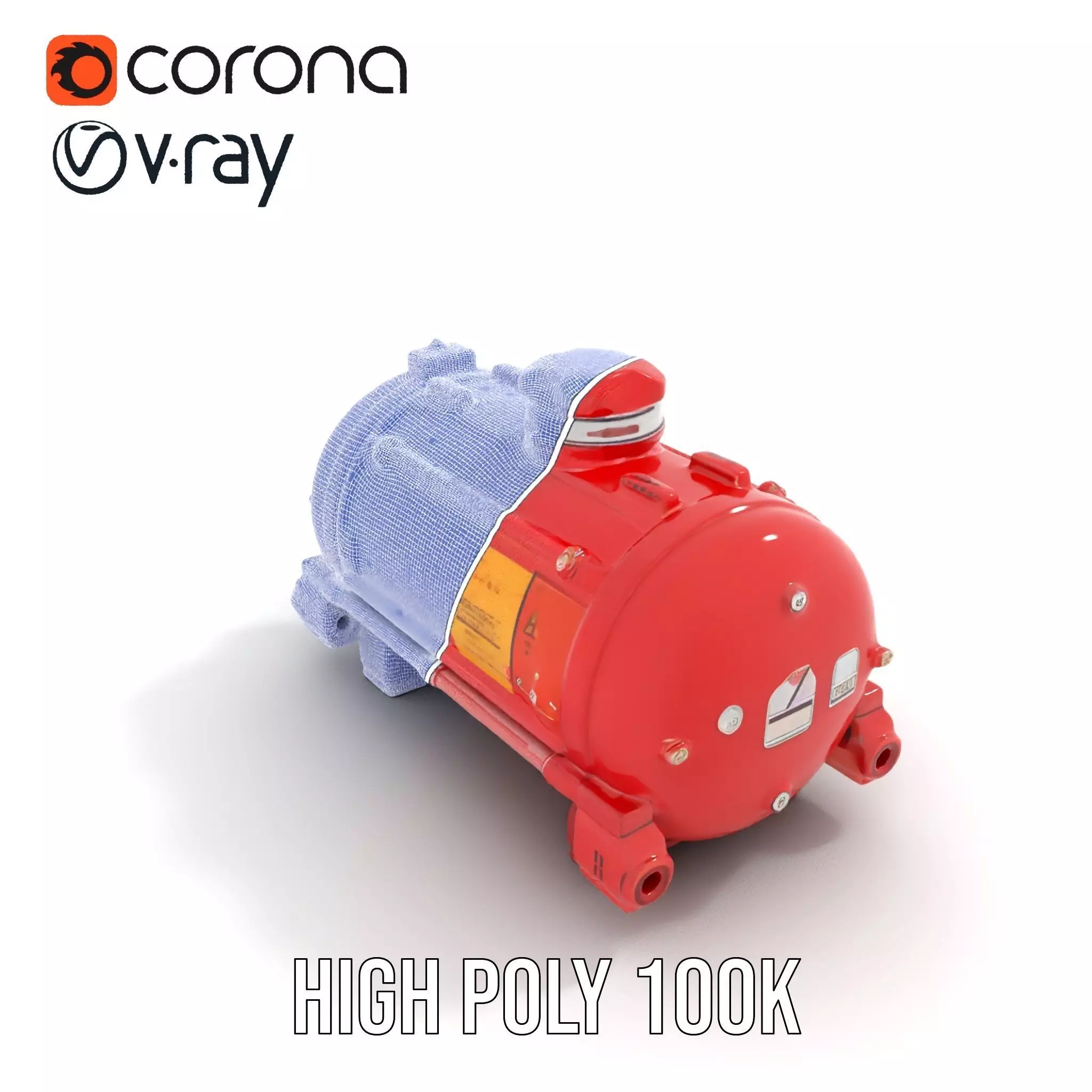 Industrial Red Chemical Tank Model Pack Low-poly 3D model_24