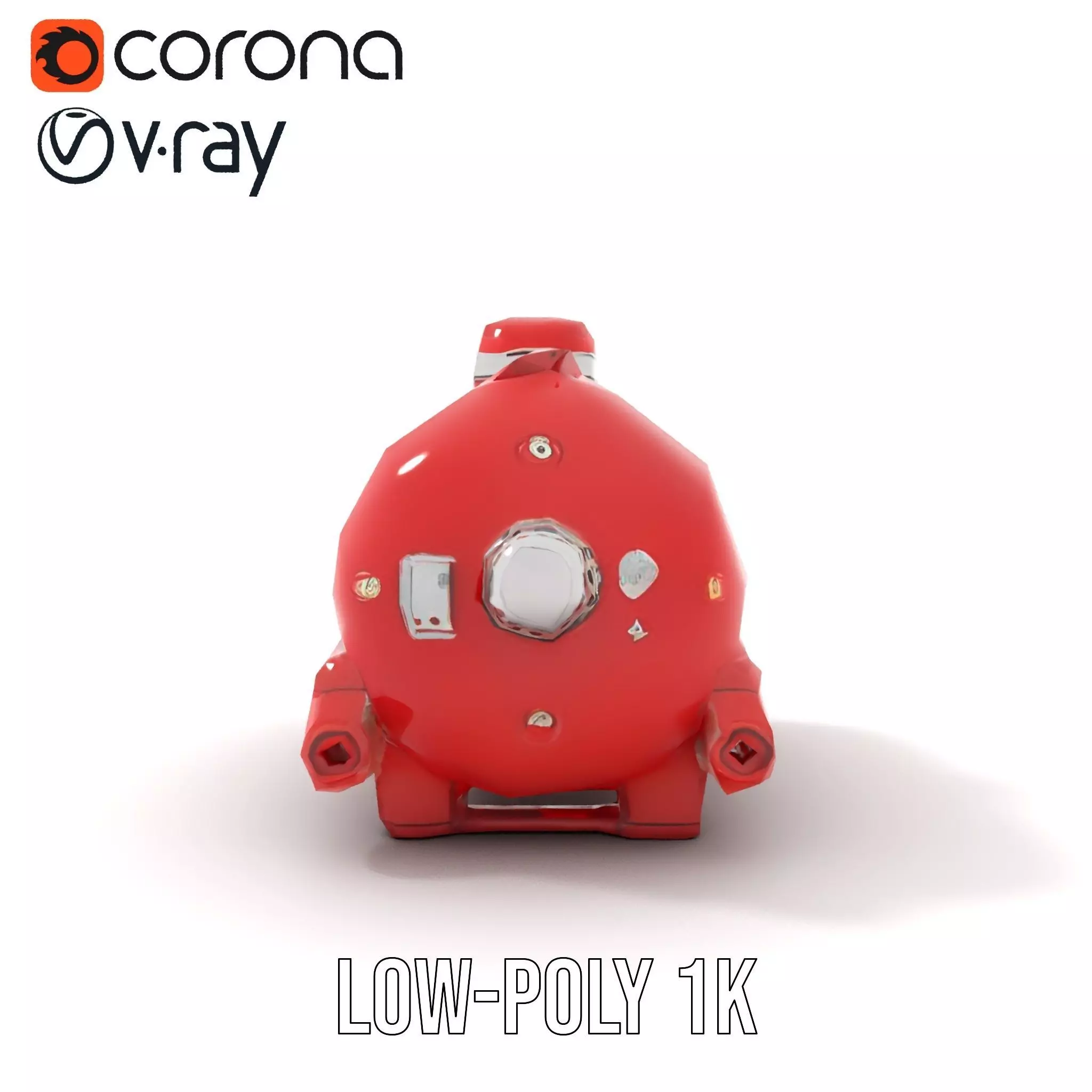 Industrial Red Chemical Tank Model Pack Low-poly 3D model_20