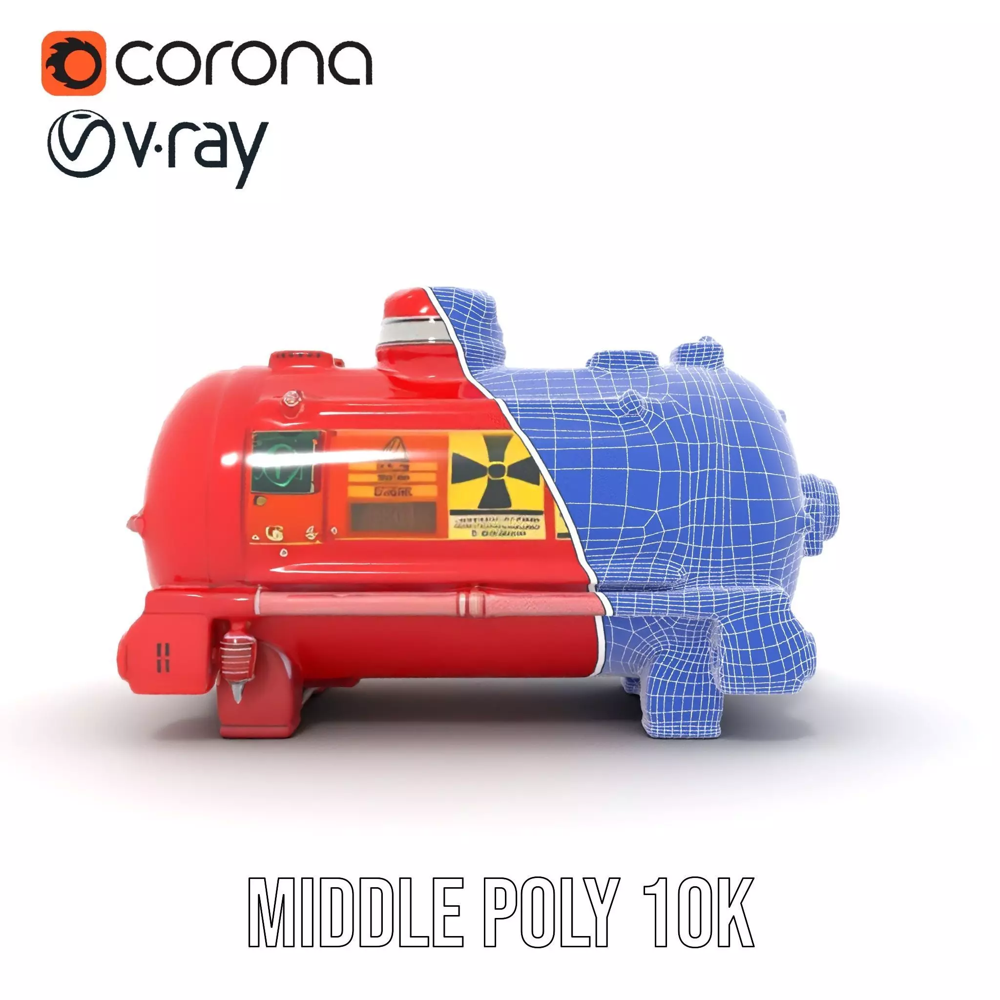 Industrial Red Chemical Tank Model Pack Low-poly 3D model_31