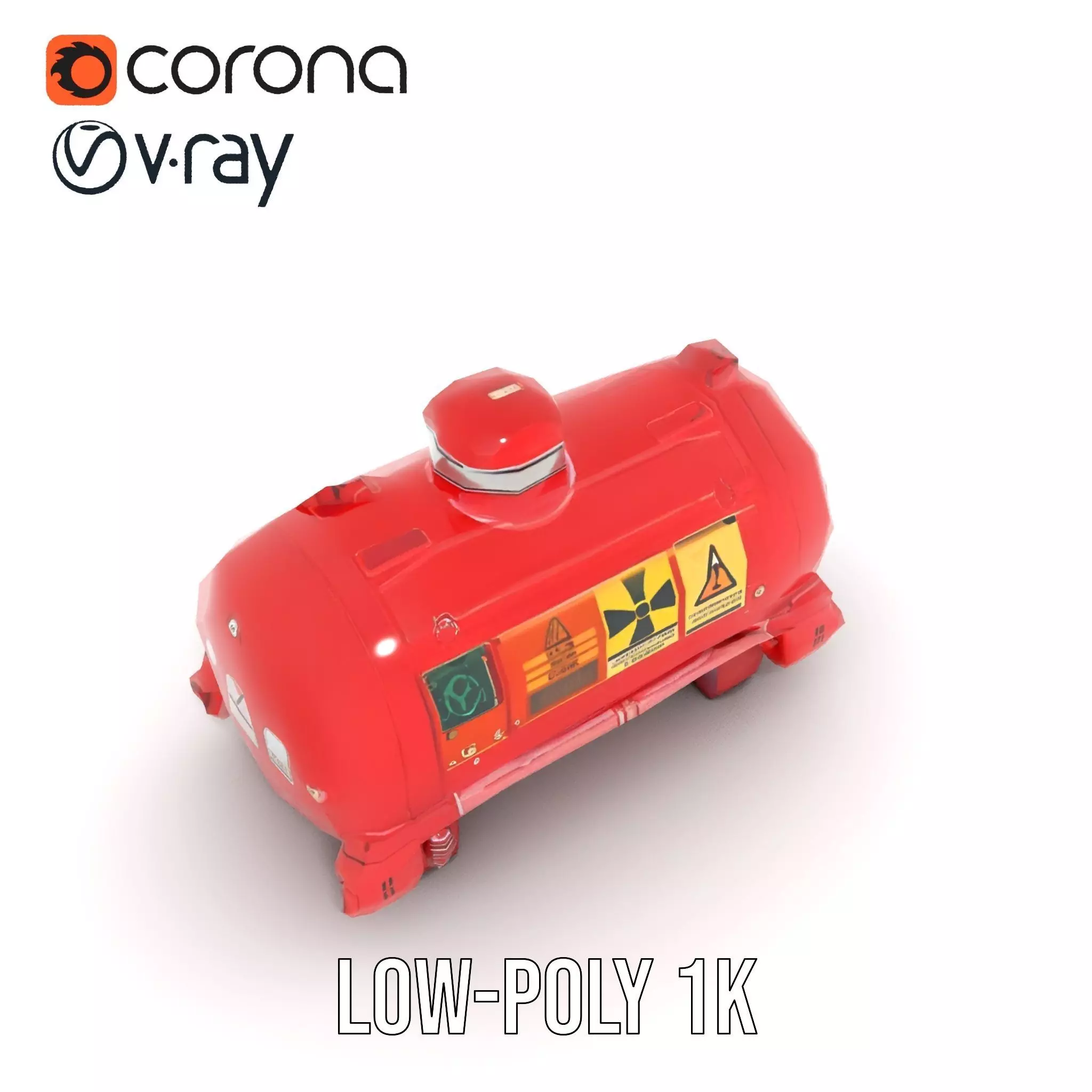 Industrial Red Chemical Tank Model Pack Low-poly 3D model_15