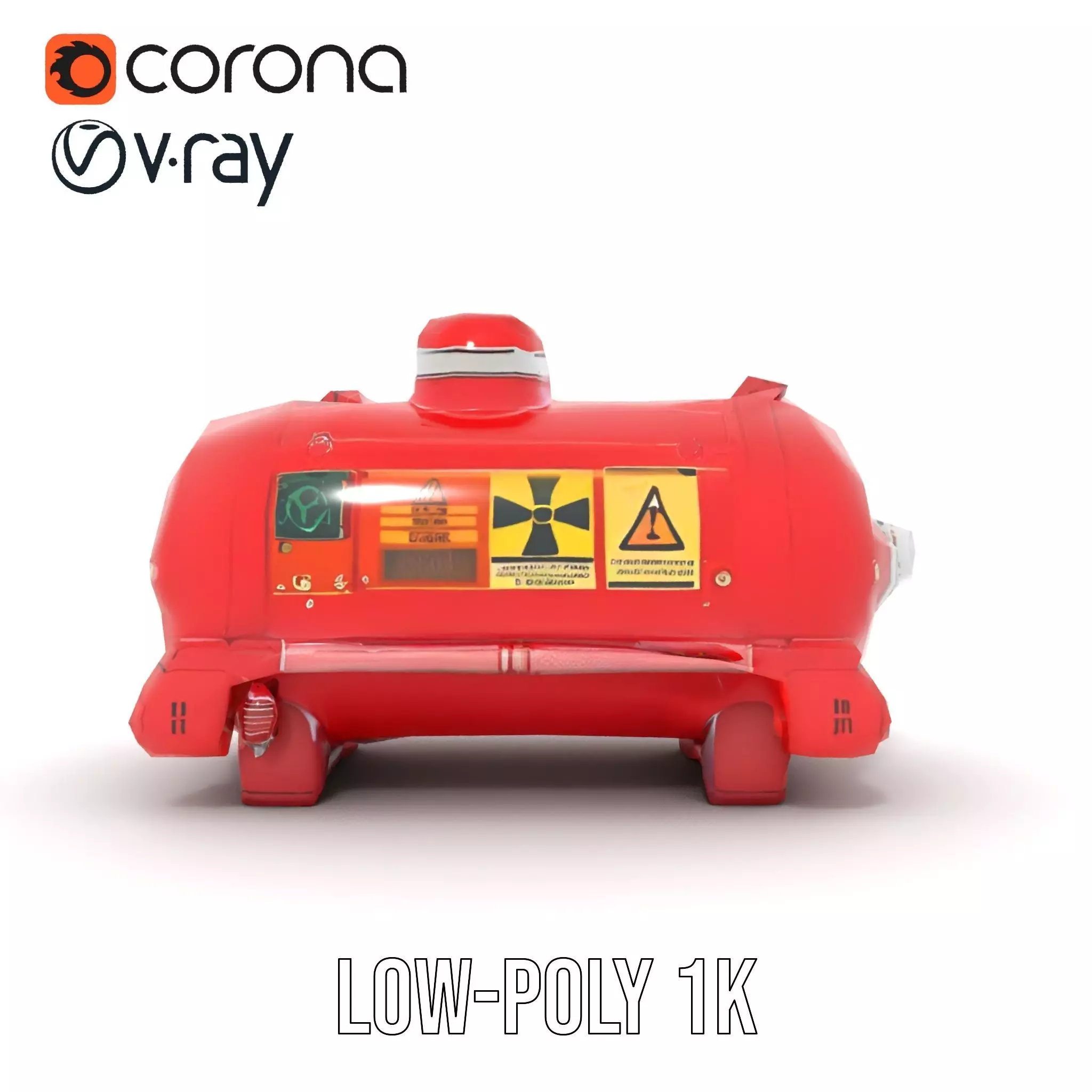 Industrial Red Chemical Tank Model Pack Low-poly 3D model_8