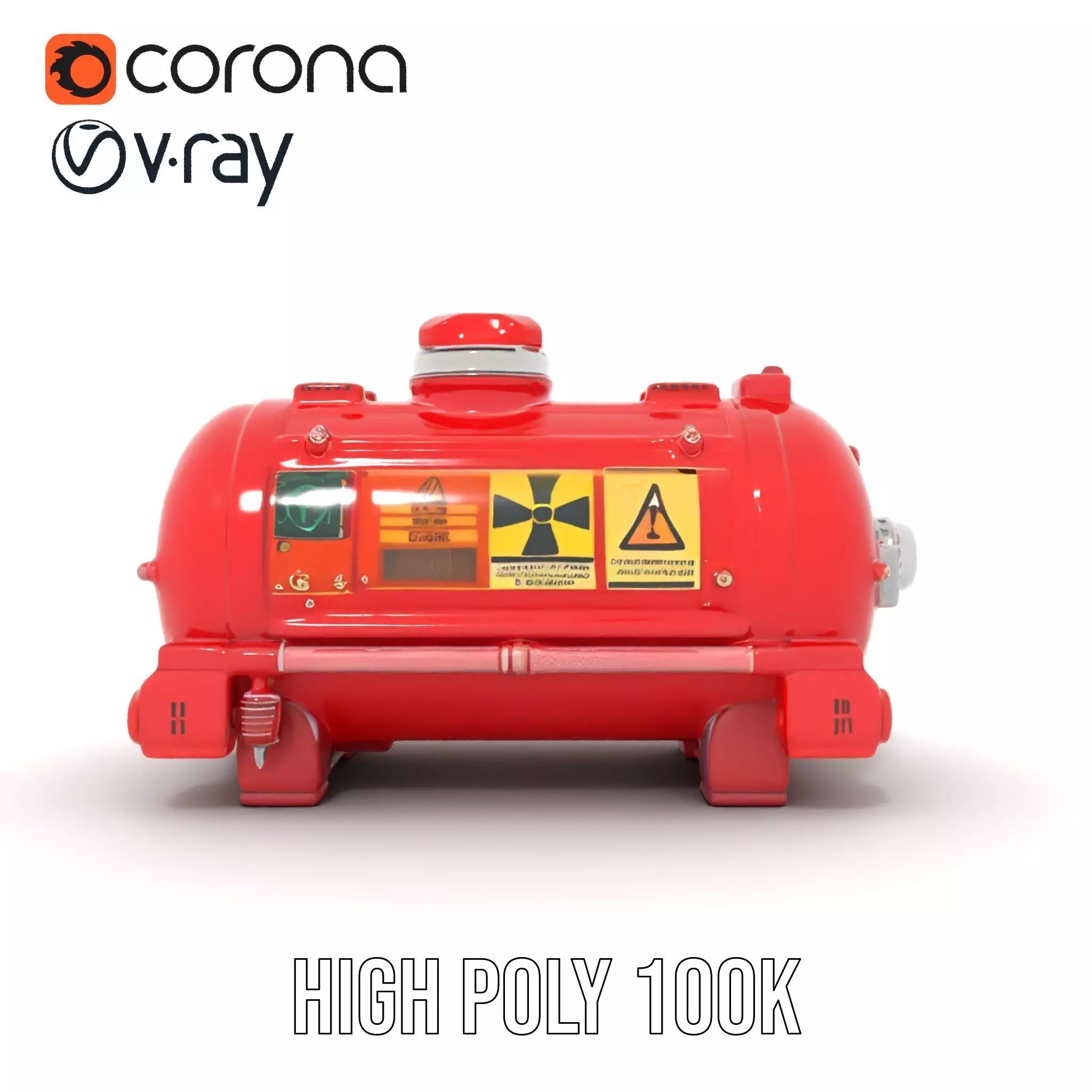 Industrial Red Chemical Tank Model Pack Low-poly 3D model_30
