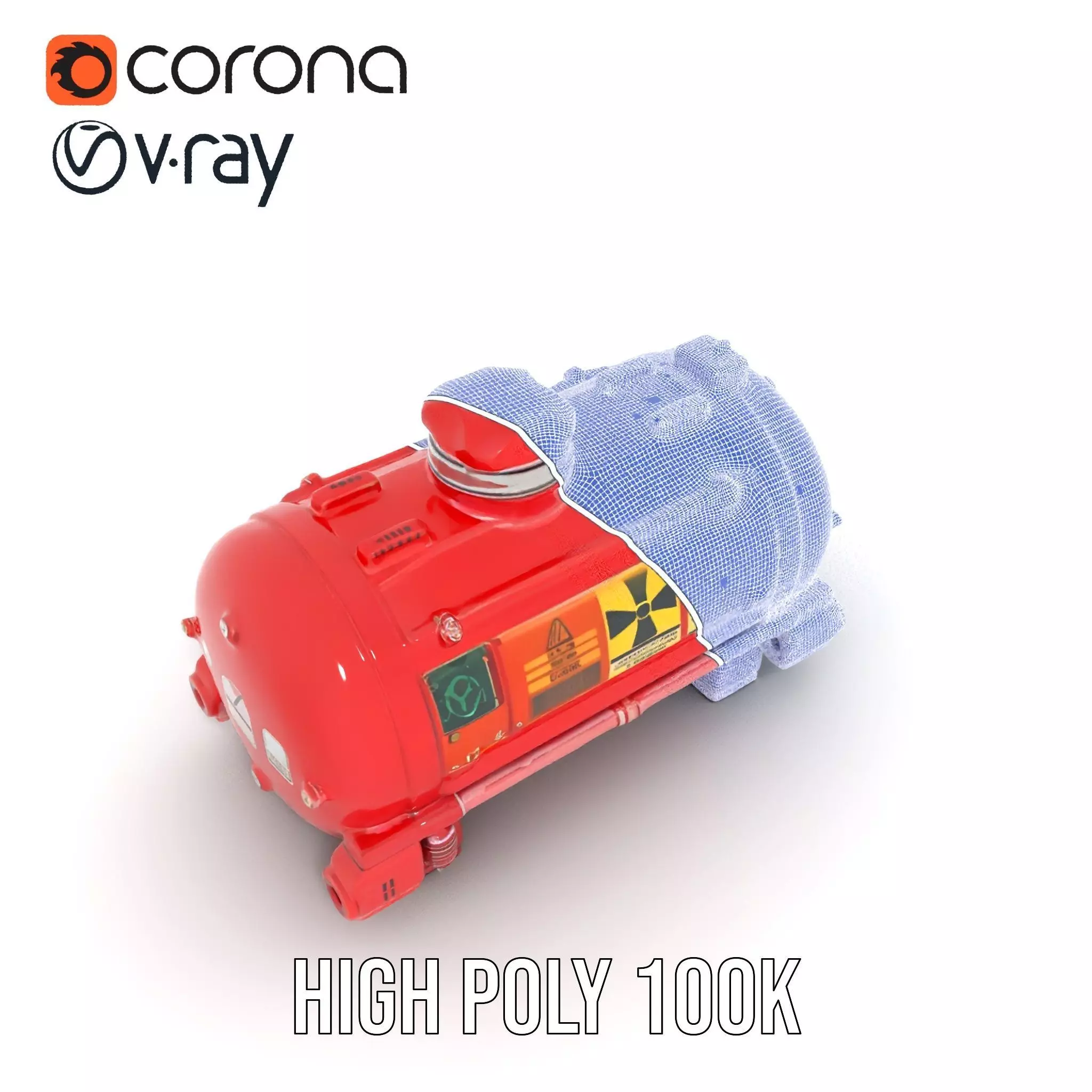 Industrial Red Chemical Tank Model Pack Low-poly 3D model_33