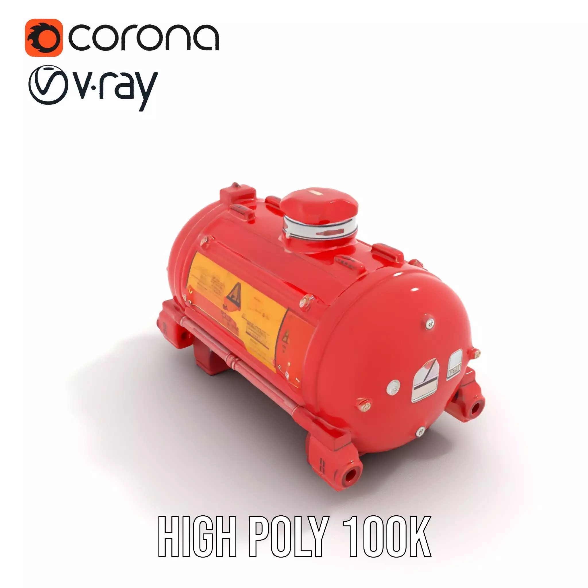 Industrial Red Chemical Tank Model Pack Low-poly 3D model_16