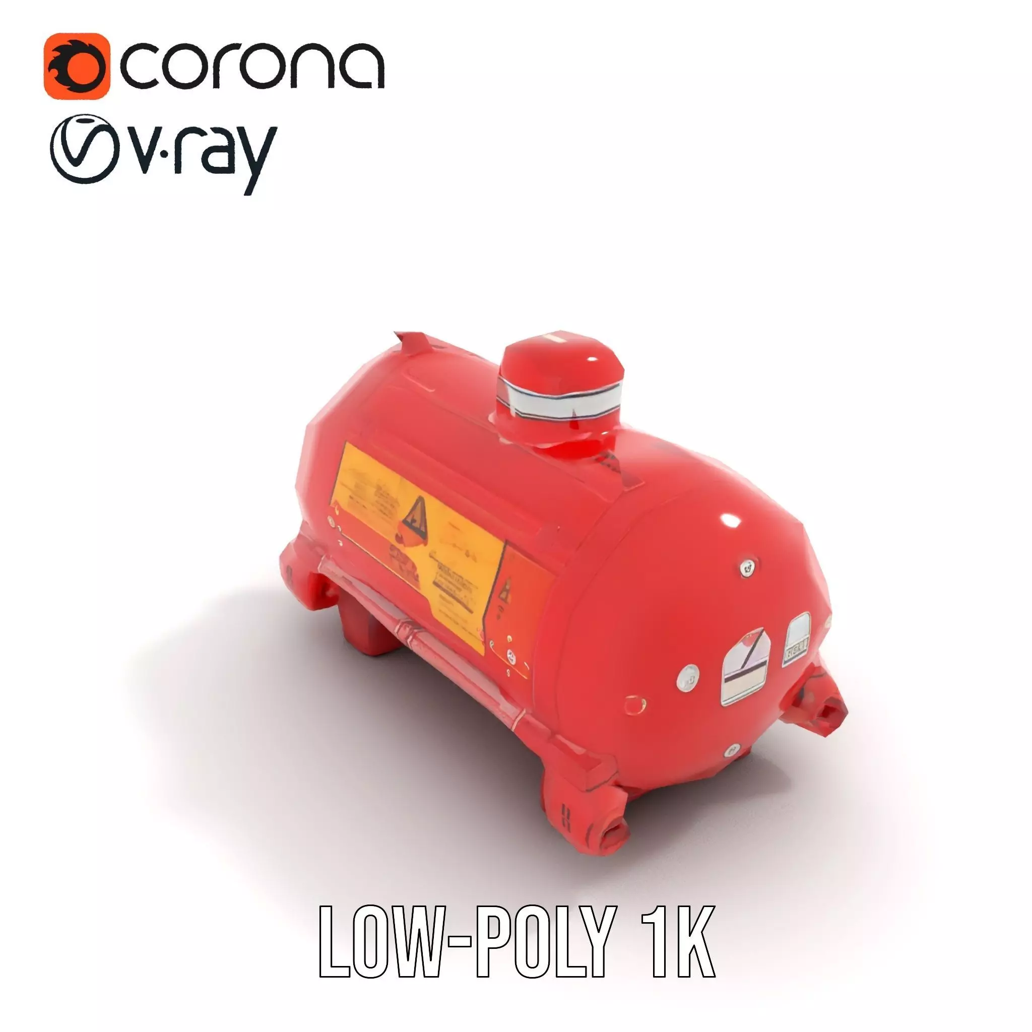 Industrial Red Chemical Tank Model Pack Low-poly 3D model_9