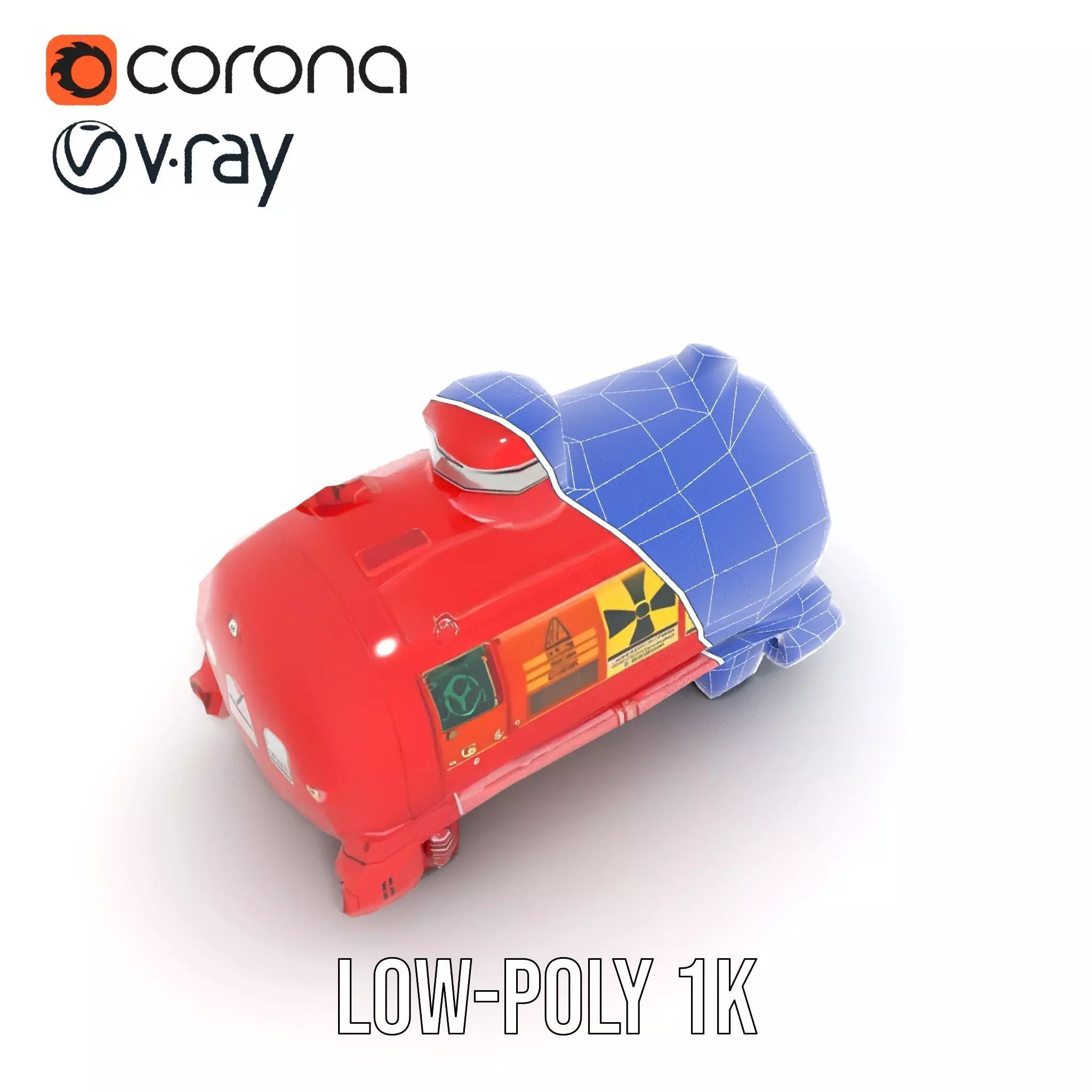 Industrial Red Chemical Tank Model Pack Low-poly 3D model_32