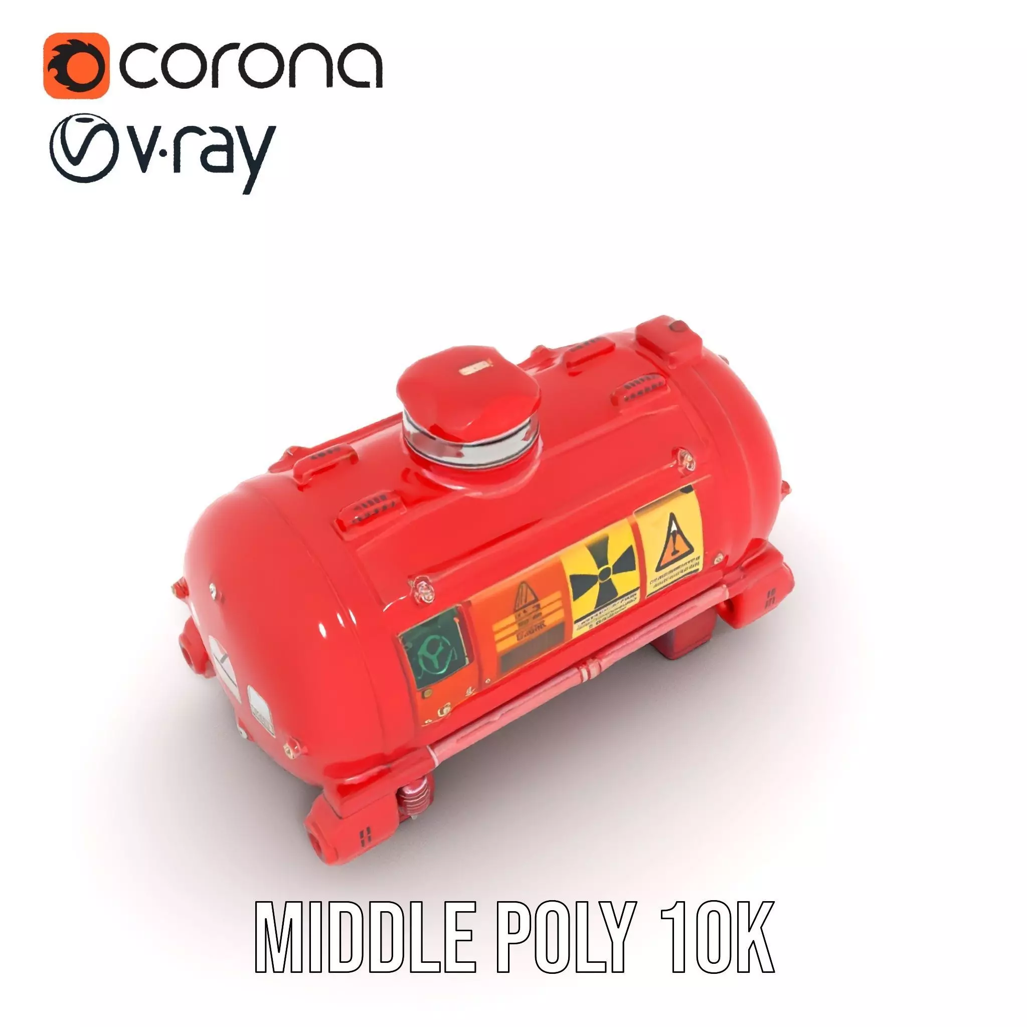 Industrial Red Chemical Tank Model Pack Low-poly 3D model_11