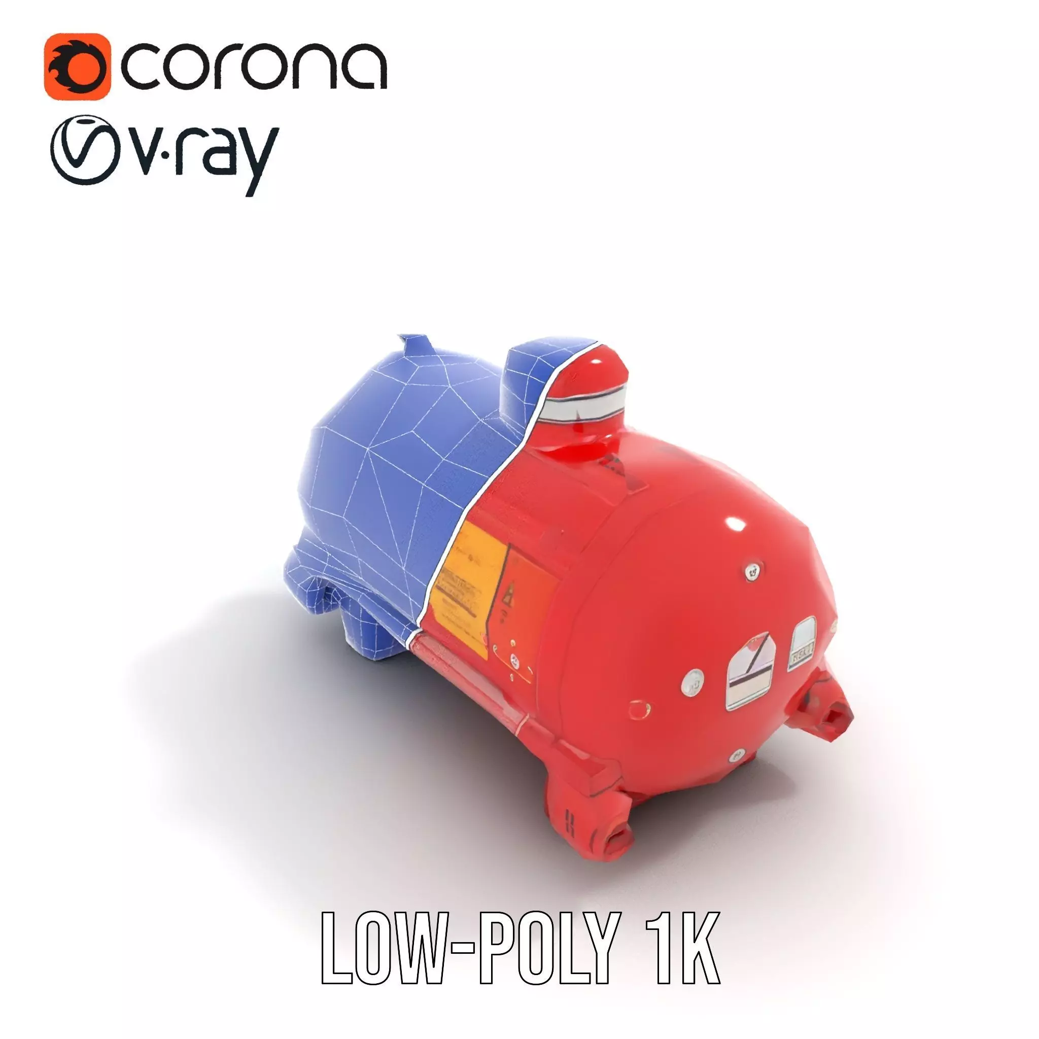 Industrial Red Chemical Tank Model Pack Low-poly 3D model_29