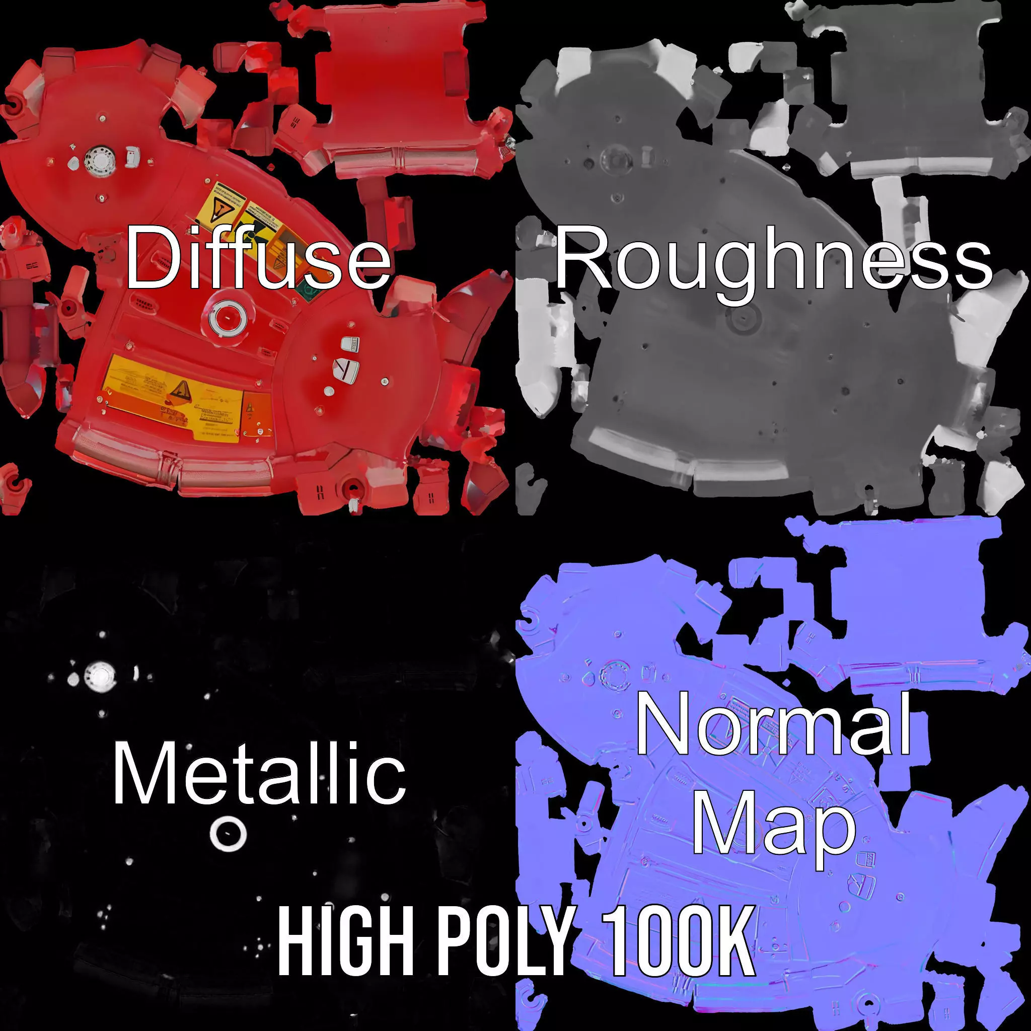 Industrial Red Chemical Tank Model Pack Low-poly 3D model_4