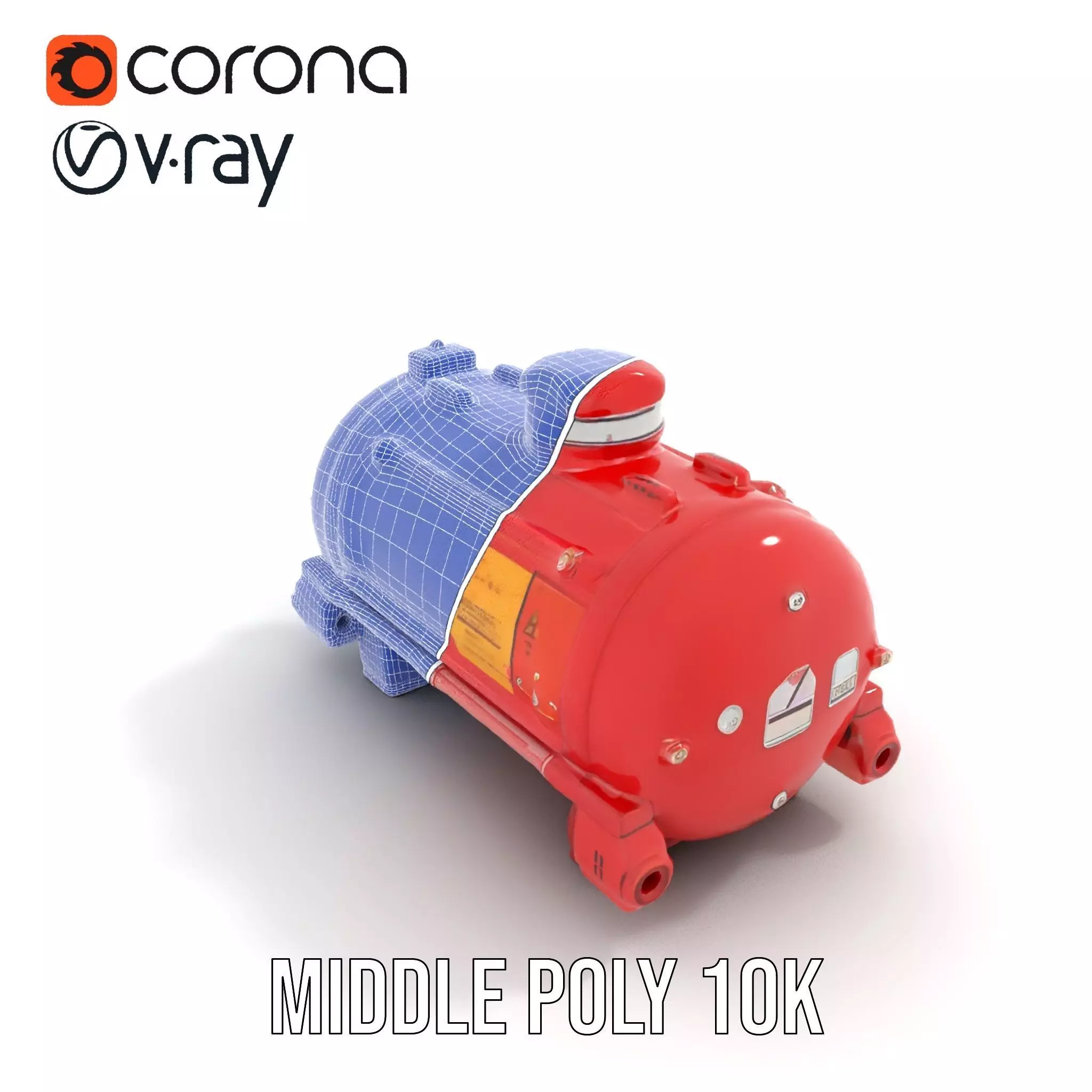 Industrial Red Chemical Tank Model Pack Low-poly 3D model_17