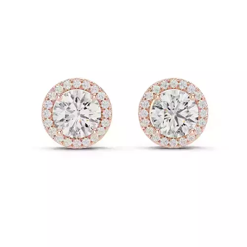 Round Cut Halo Diamond Stud Earring 3DM STL Video 3D print model