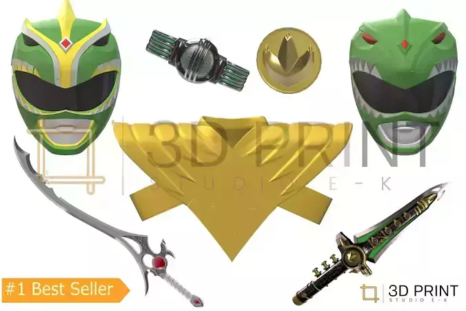 Power Rangers MMPR Green Ranger Bundle 3D print model