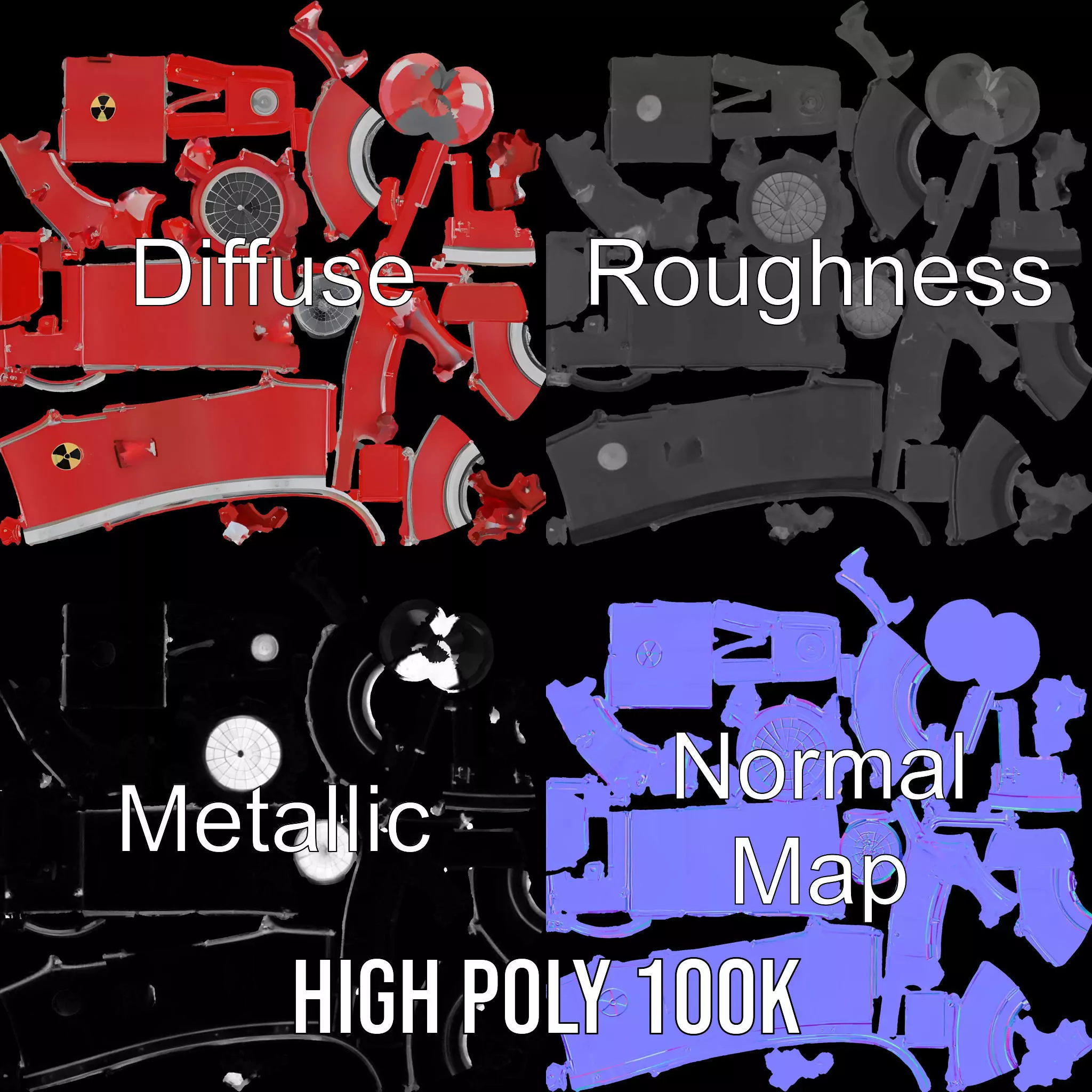 Nuclear Missile Model Pack with HighDetail Red Exterior Low-poly 3D model_4