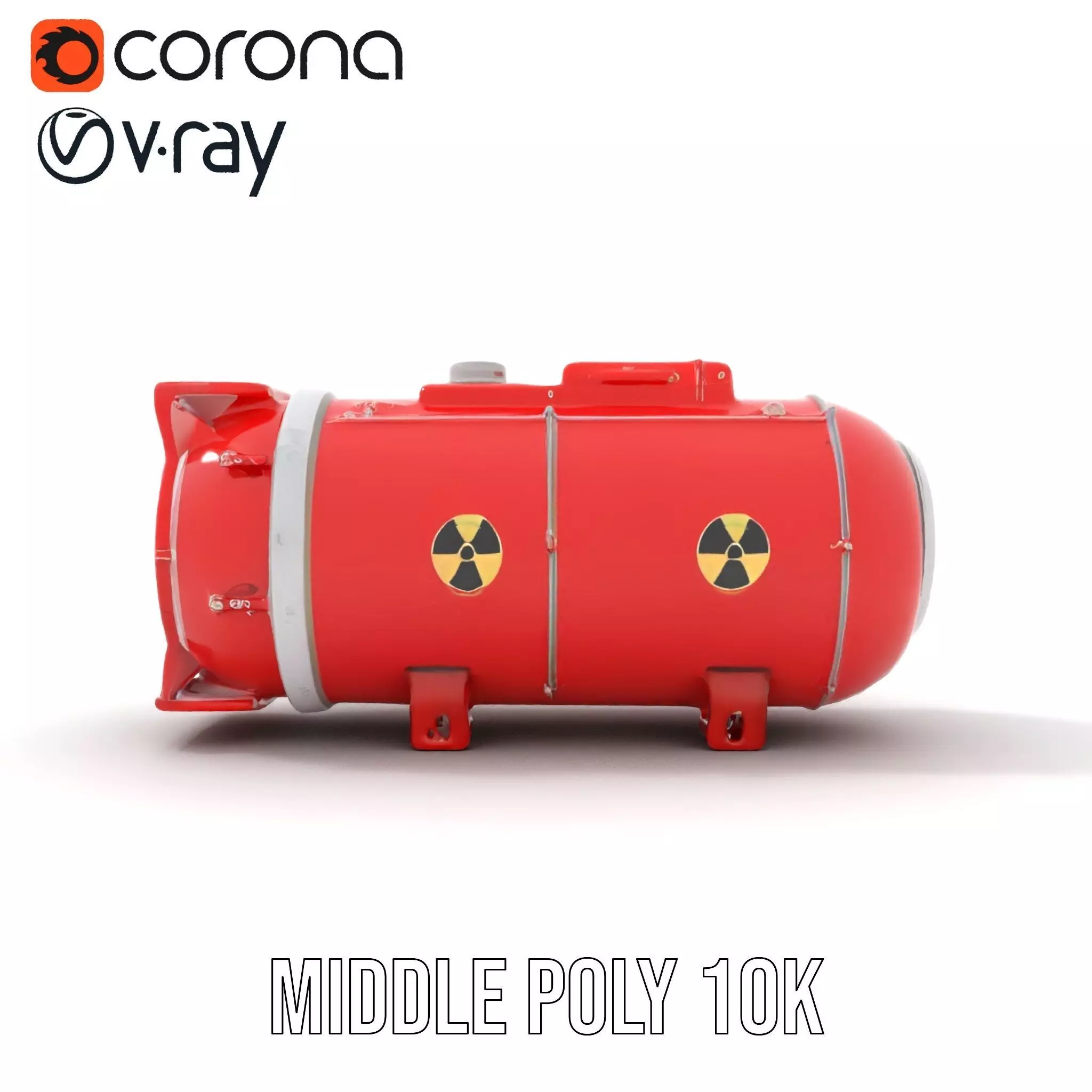 Nuclear Missile Model Pack with HighDetail Red Exterior Low-poly 3D model_14