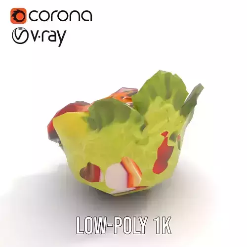 Fresh Salad Bowl Model Pack with Vegetables and Greens Low-poly 3D model 7