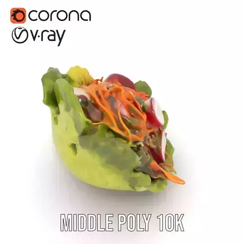 Fresh Salad Bowl Model Pack with Vegetables and Greens Low-poly 3D model 6