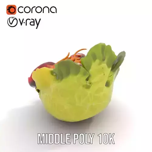 Fresh Salad Bowl Model Pack with Vegetables and Greens Low-poly 3D model 5