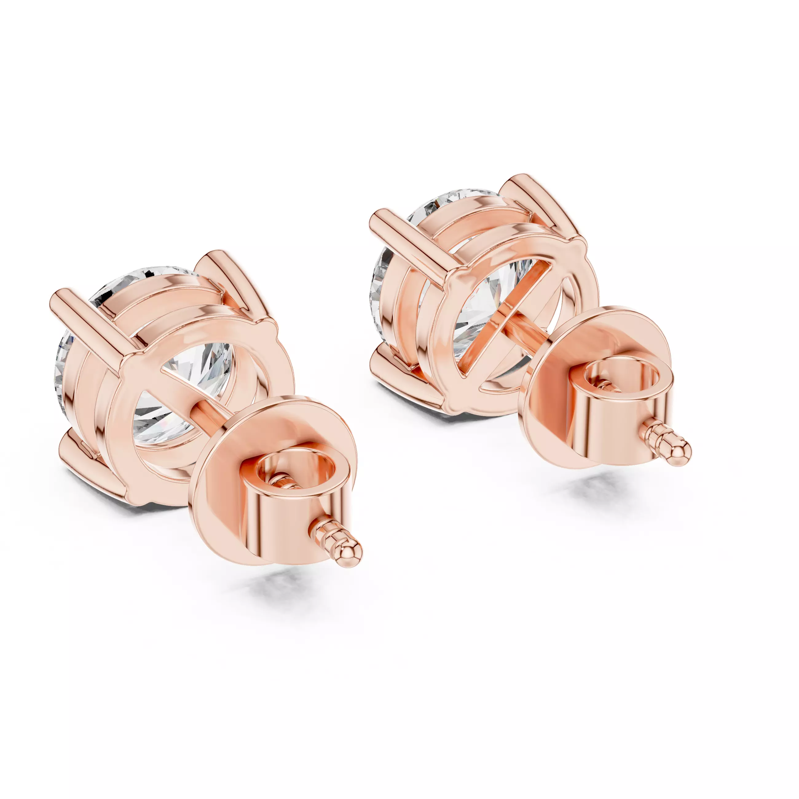 Solitaire Round Cut Diamond Stud Earring 3DM STL Video 3D print model_4