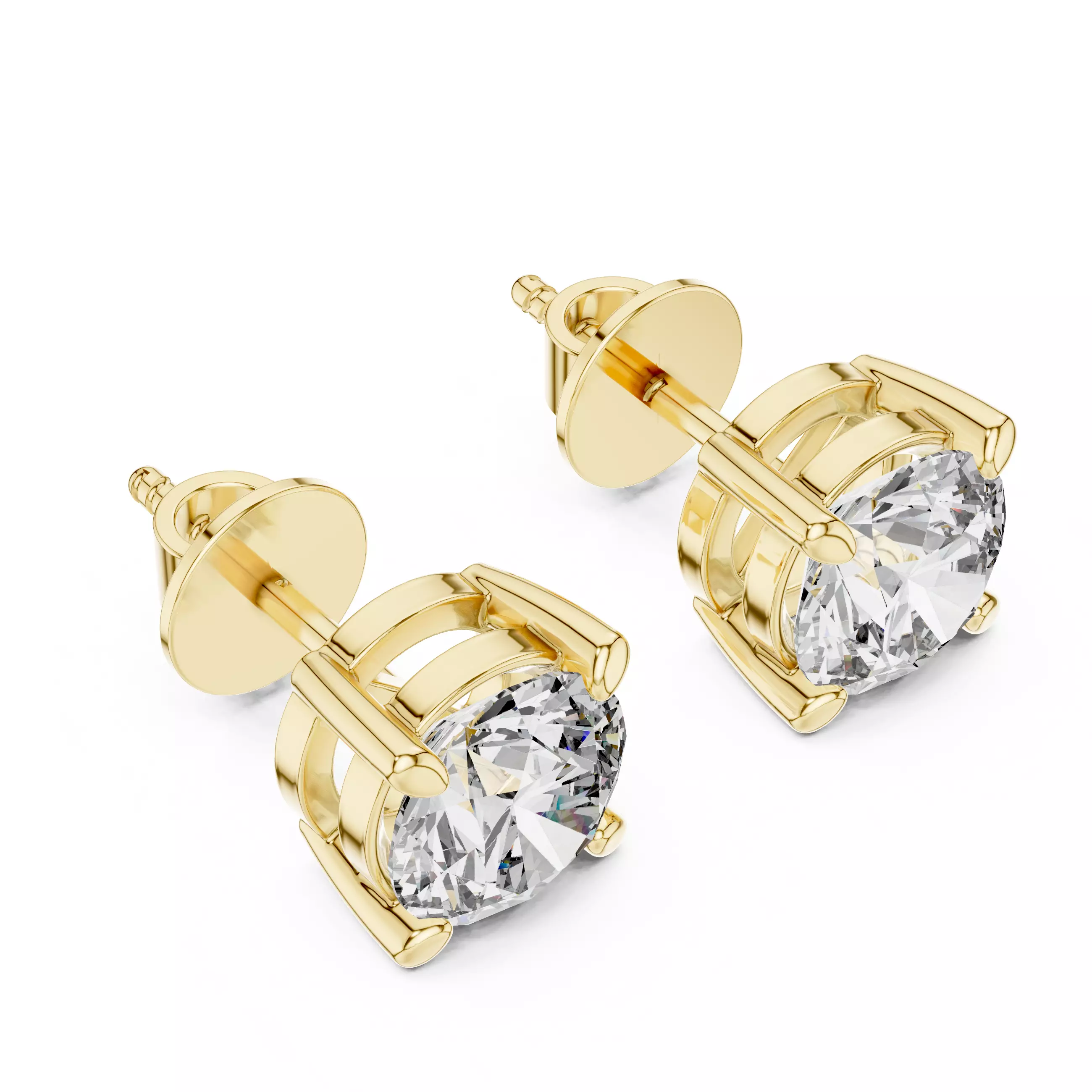 Solitaire Round Cut Diamond Stud Earring 3DM STL Video 3D print model_6