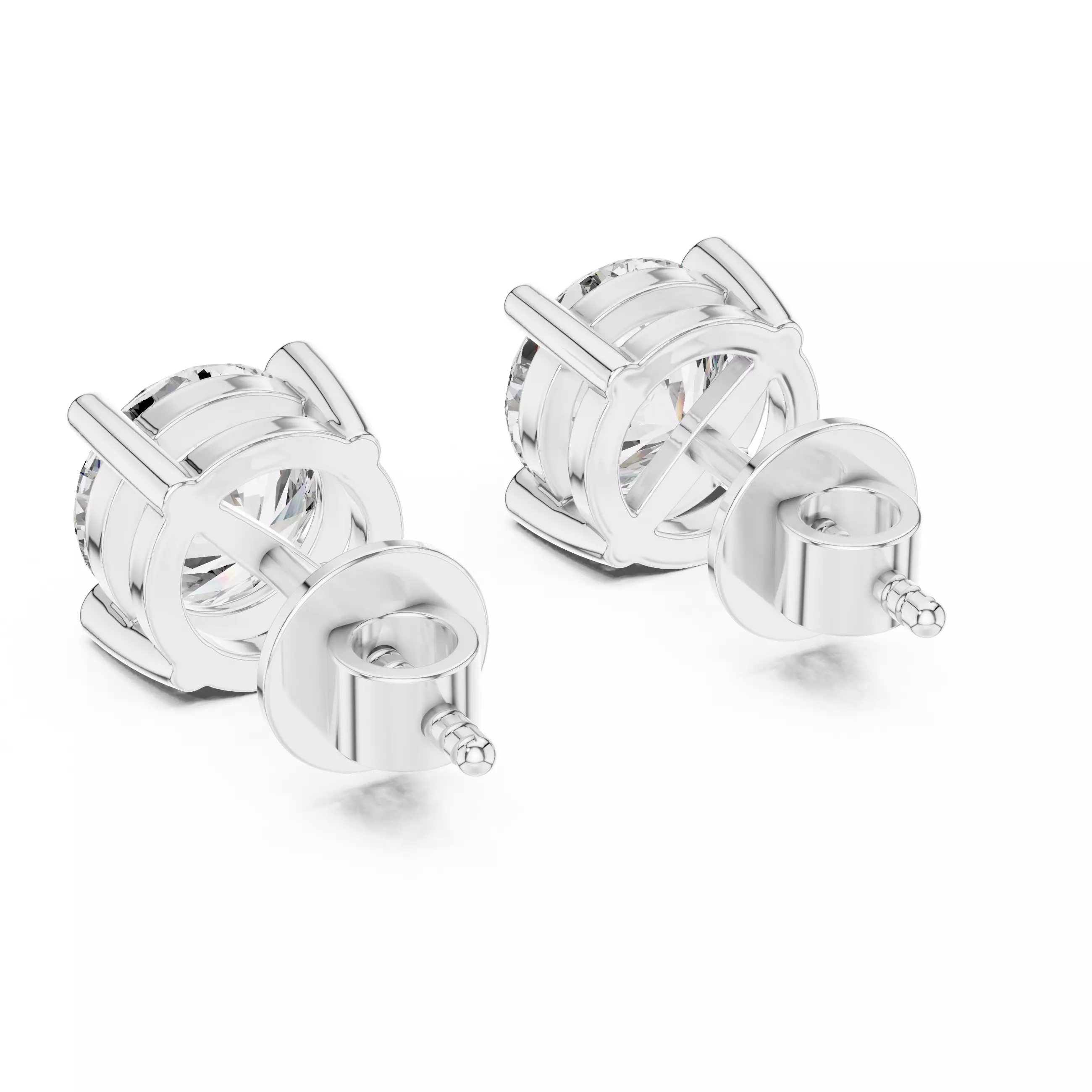 Solitaire Round Cut Diamond Stud Earring 3DM STL Video 3D print model_10