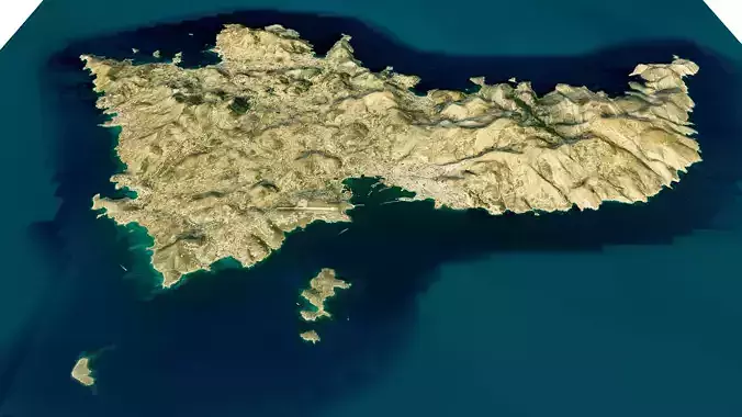 Syros Island 3D model terrain