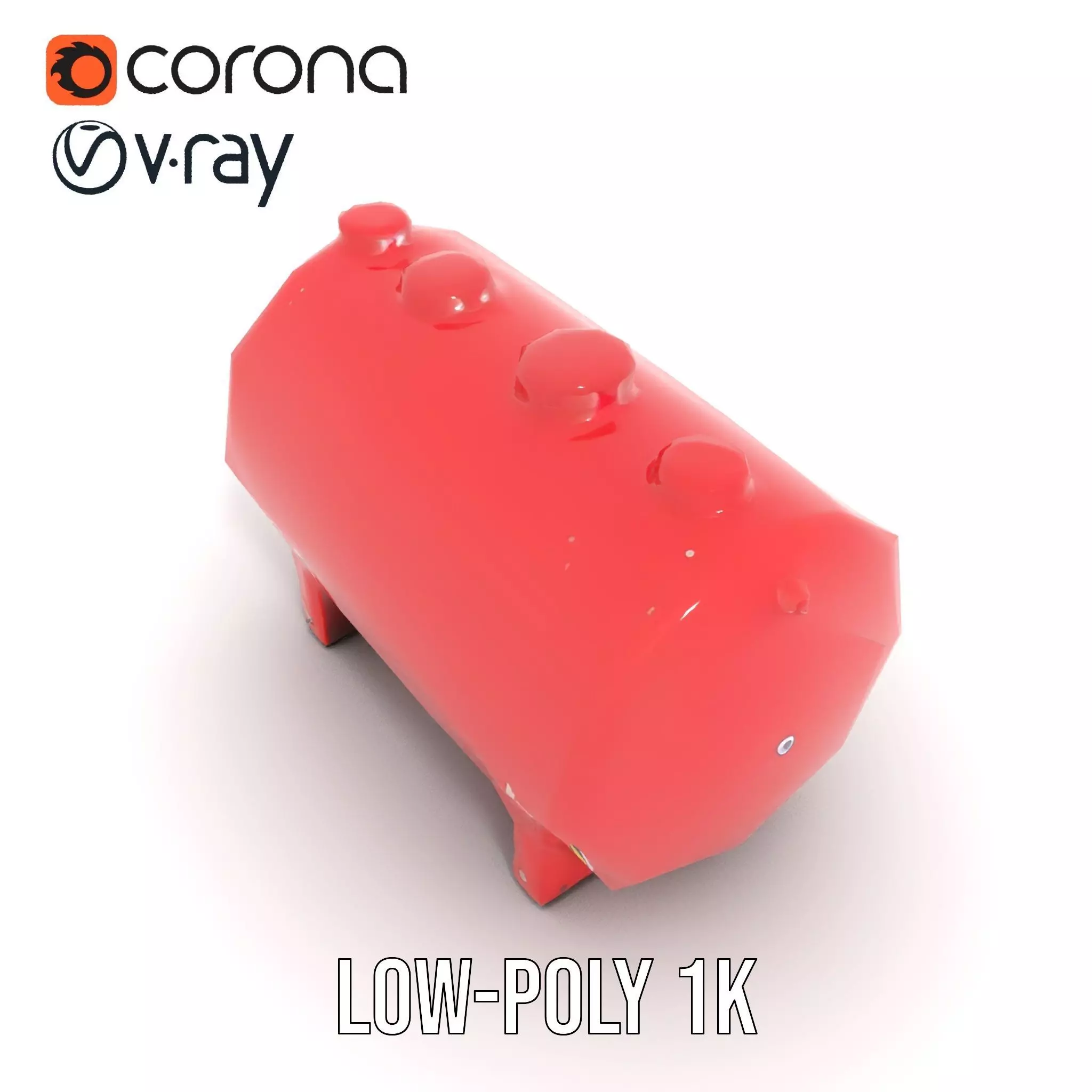 Industrial Red Tank model pack with Hazard Sign Low-poly 3D model_10