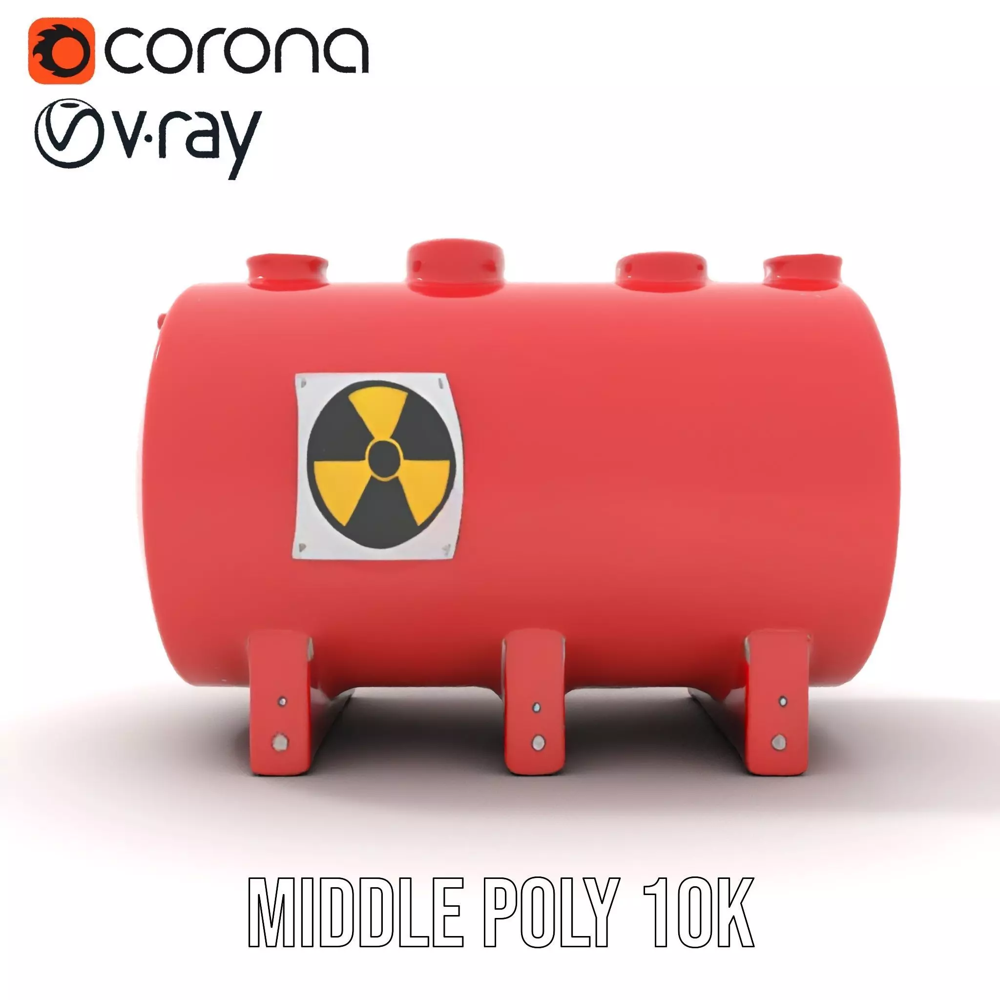 Industrial Red Tank model pack with Hazard Sign Low-poly 3D model_12
