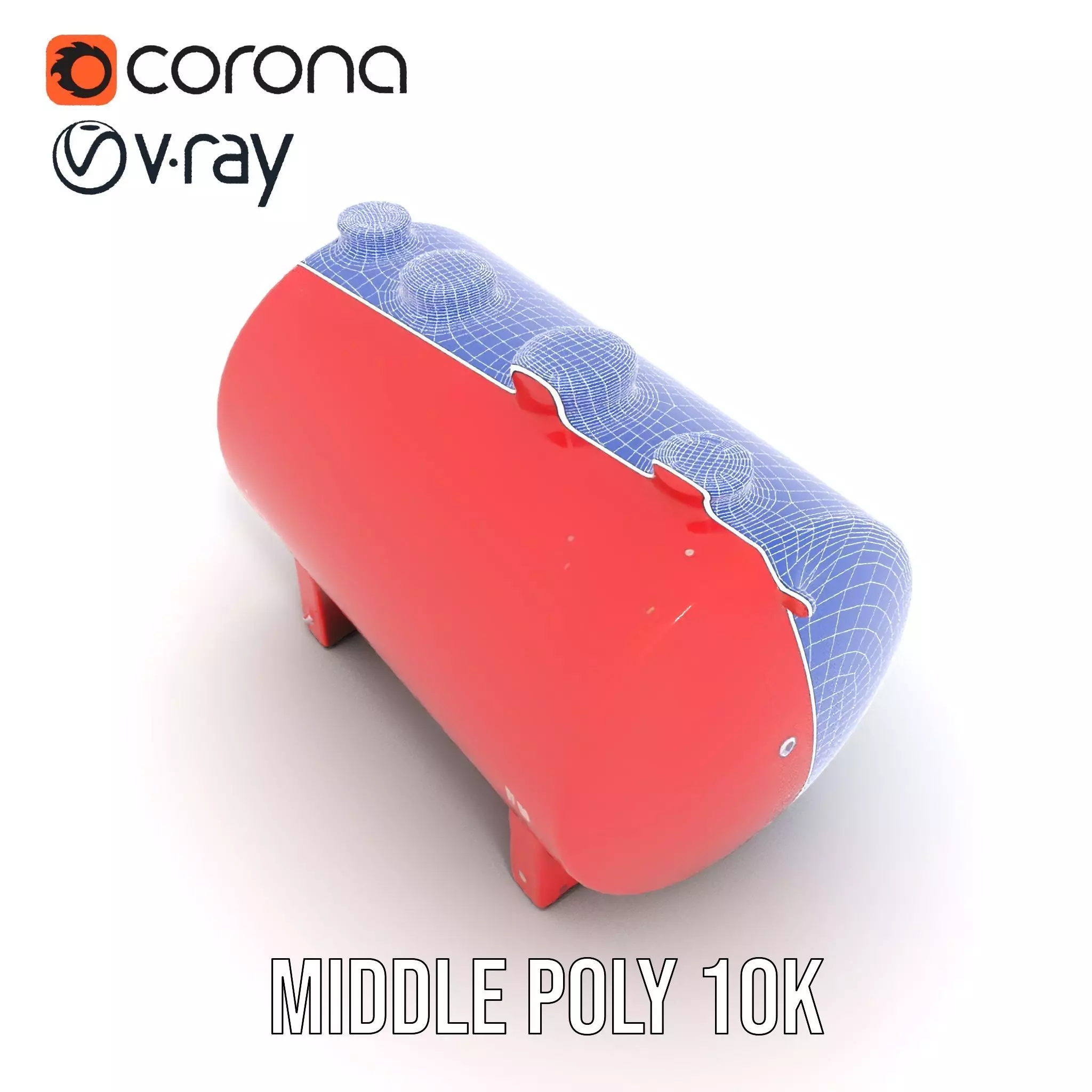 Industrial Red Tank model pack with Hazard Sign Low-poly 3D model_22