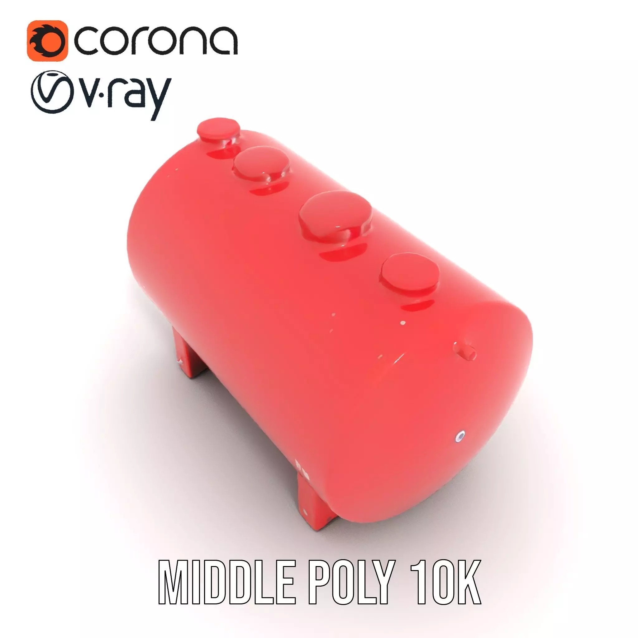 Industrial Red Tank model pack with Hazard Sign Low-poly 3D model_14