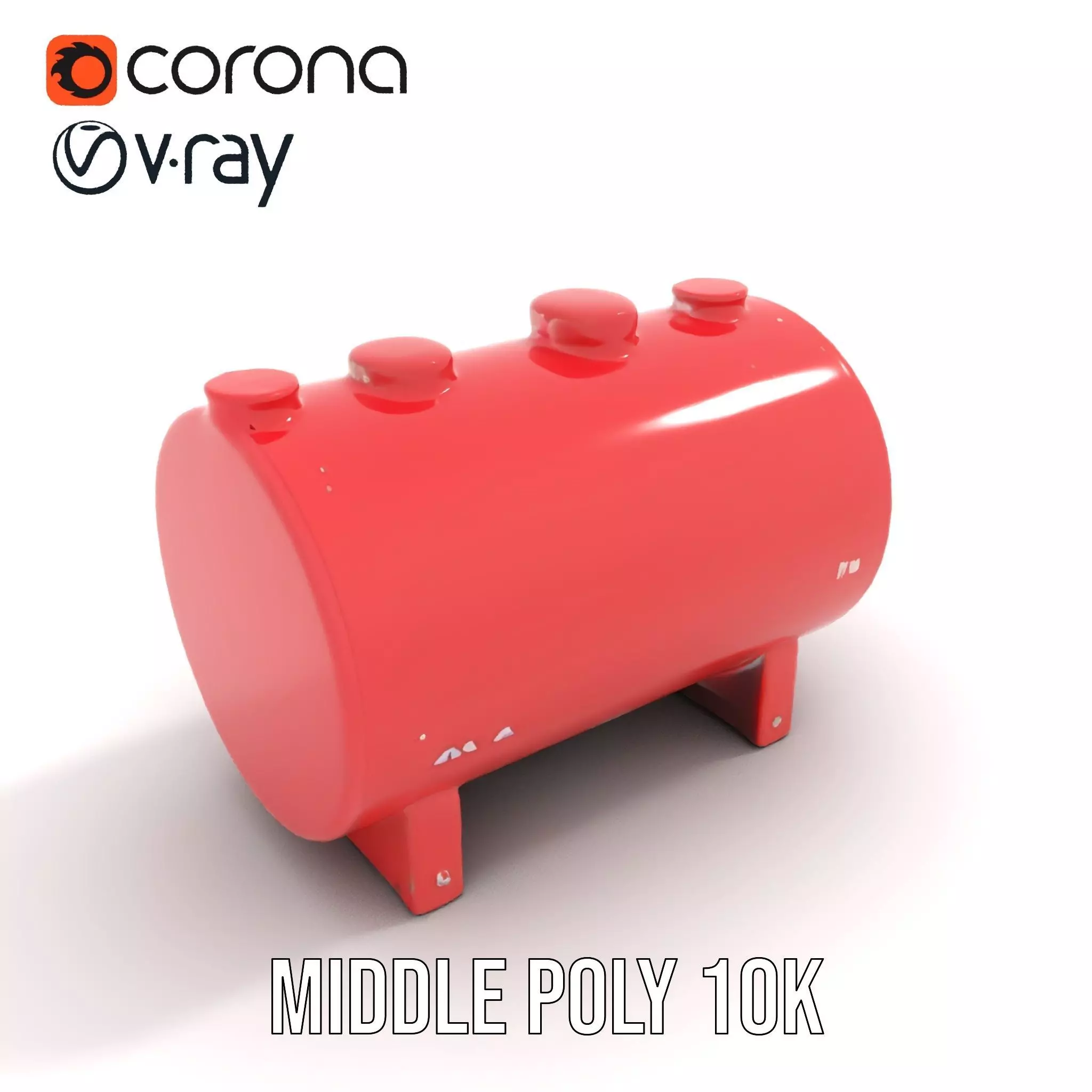 Industrial Red Tank model pack with Hazard Sign Low-poly 3D model_7