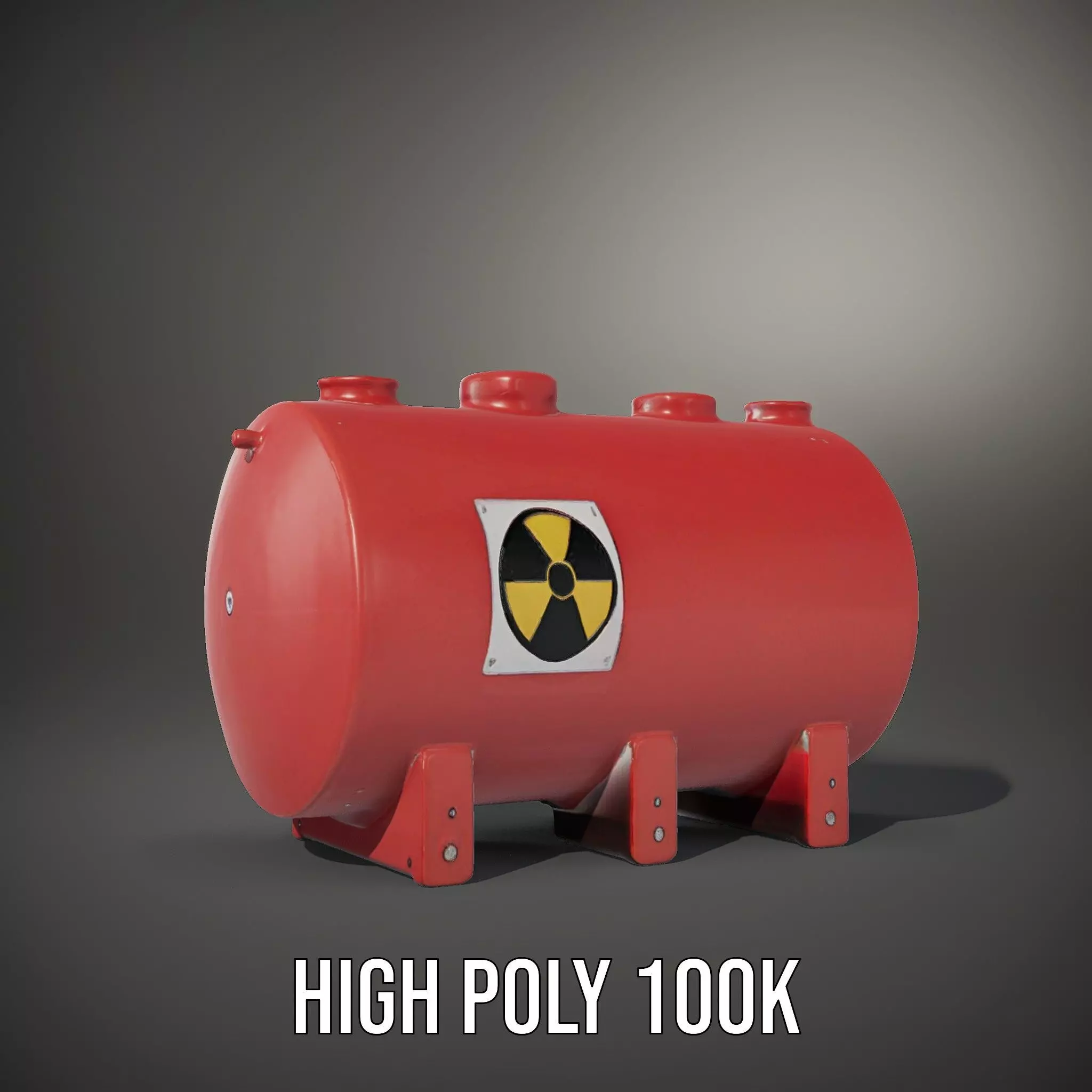 Industrial Red Tank model pack with Hazard Sign Low-poly 3D model_9