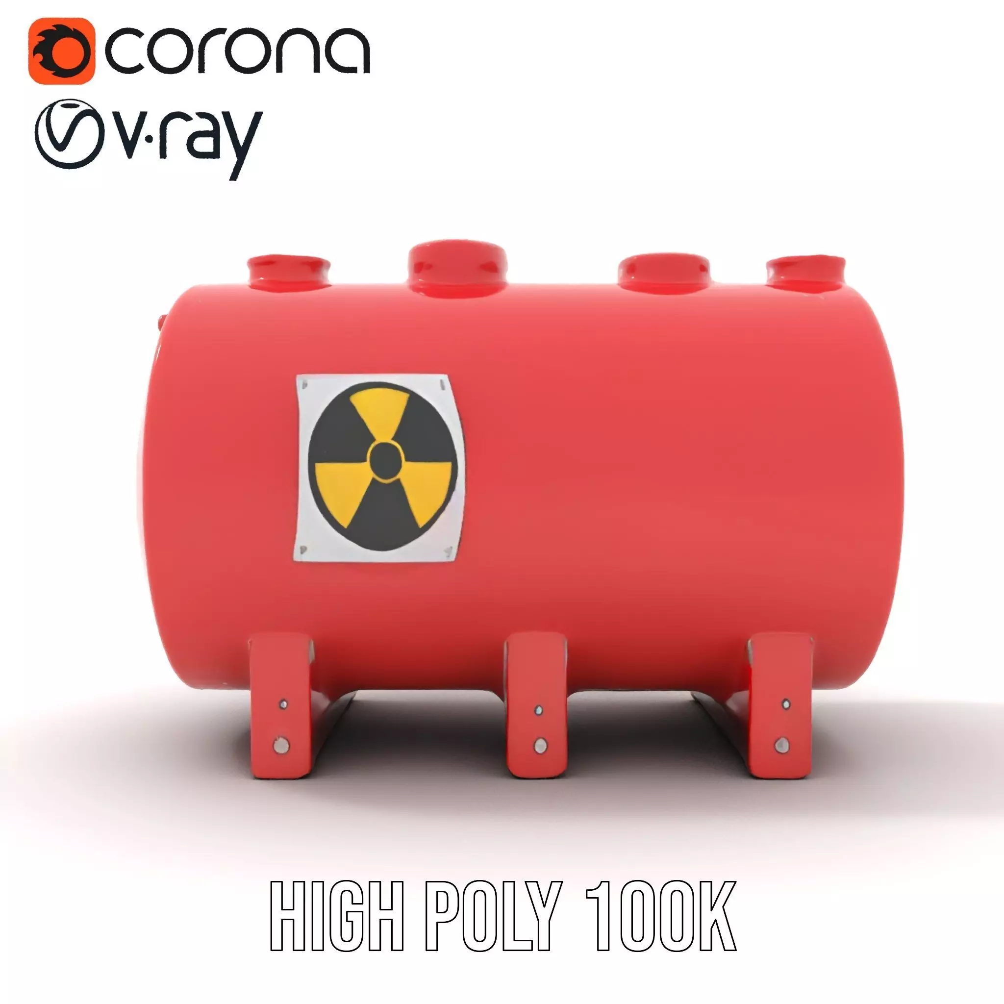 Industrial Red Tank model pack with Hazard Sign Low-poly 3D model_26