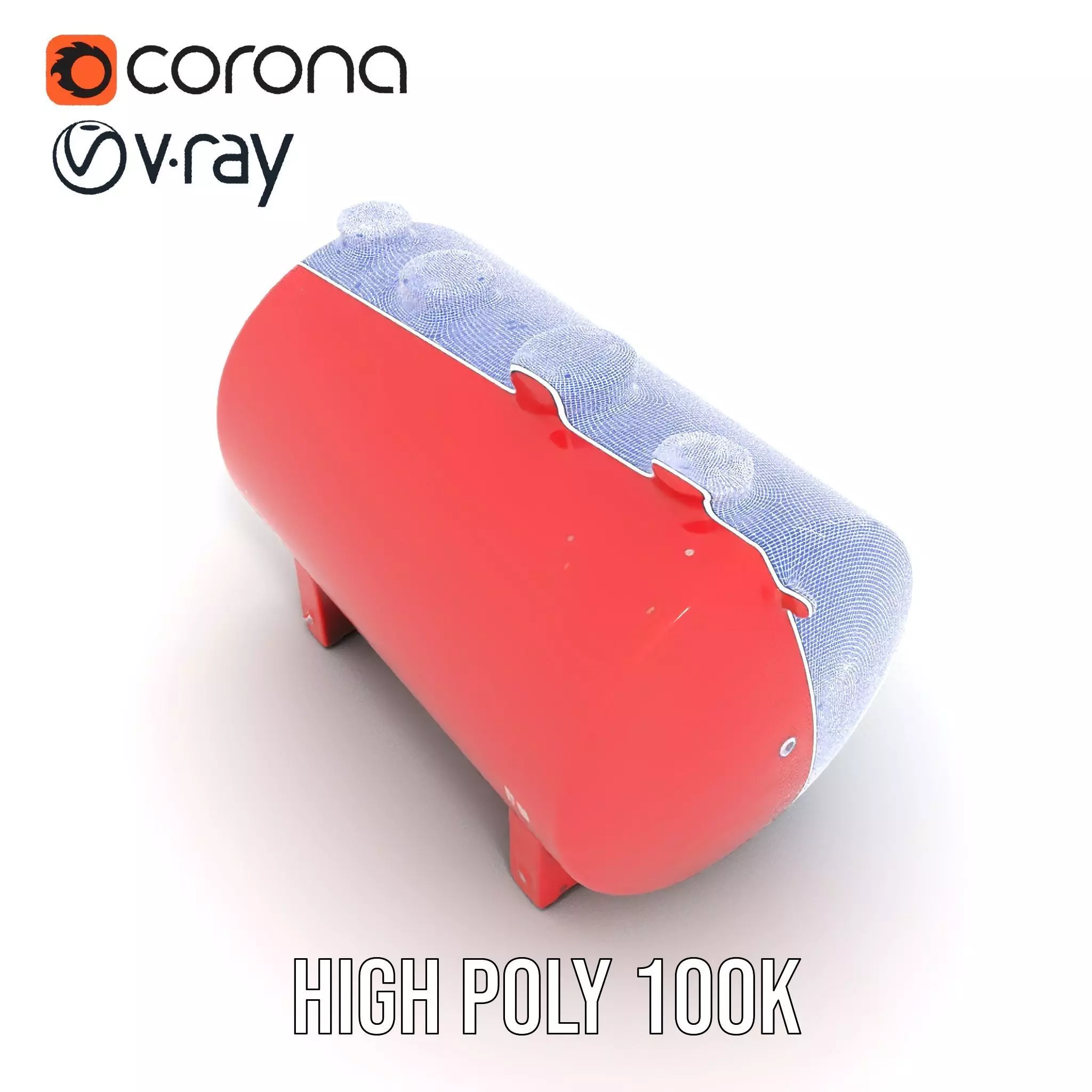 Industrial Red Tank model pack with Hazard Sign Low-poly 3D model_35