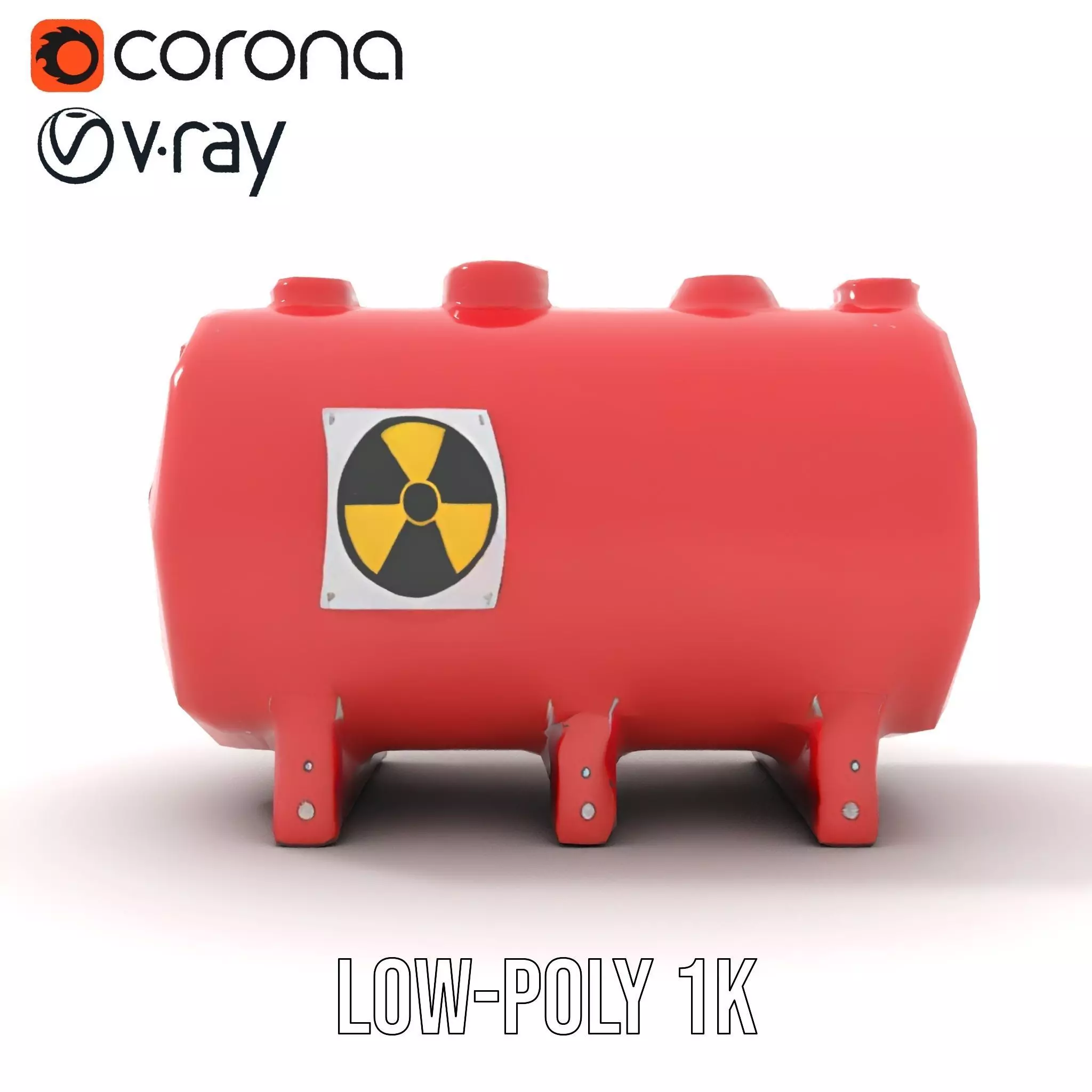 Industrial Red Tank model pack with Hazard Sign Low-poly 3D model_13