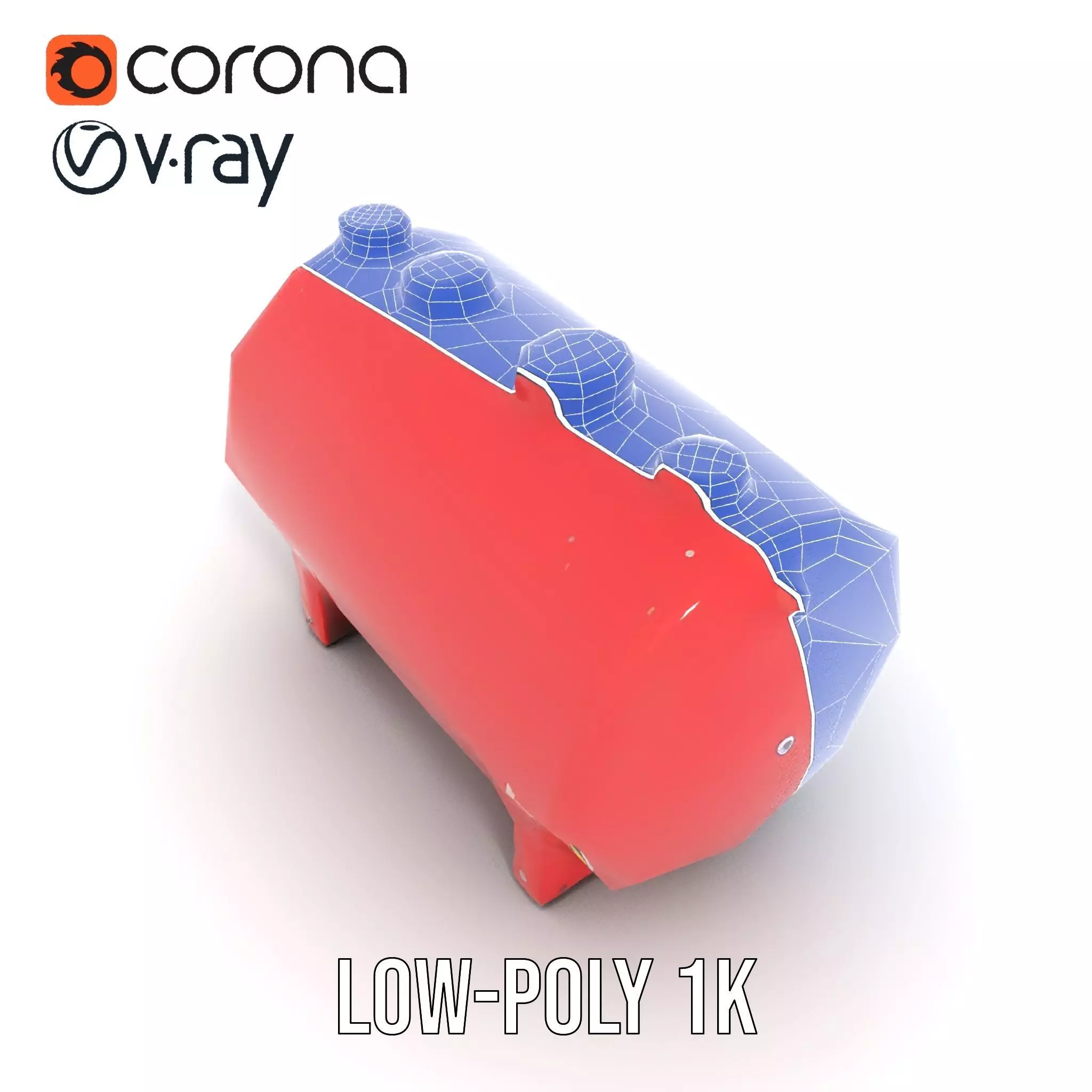 Industrial Red Tank model pack with Hazard Sign Low-poly 3D model_25