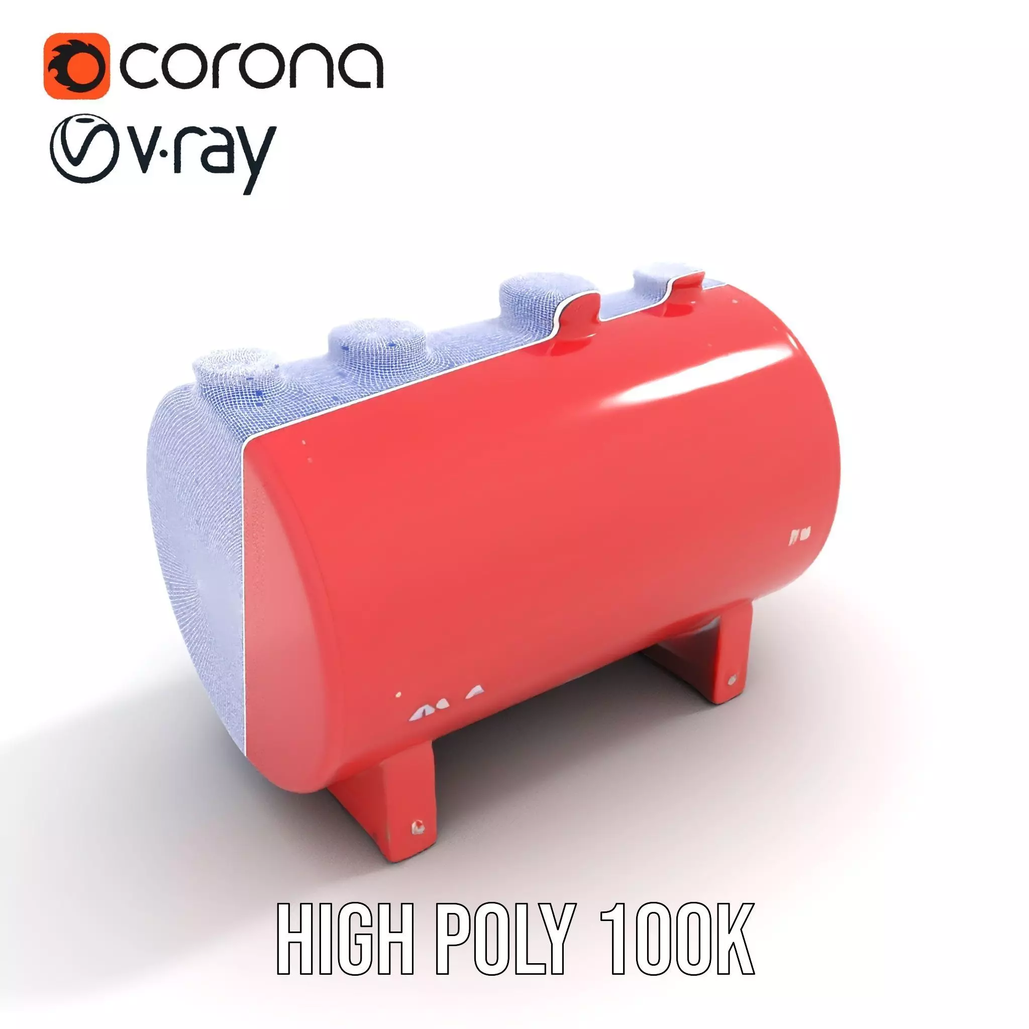 Industrial Red Tank model pack with Hazard Sign Low-poly 3D model_34