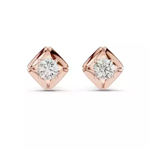 Solitaire Round Cut Diamond Stud Square Earring 3DM STL Video