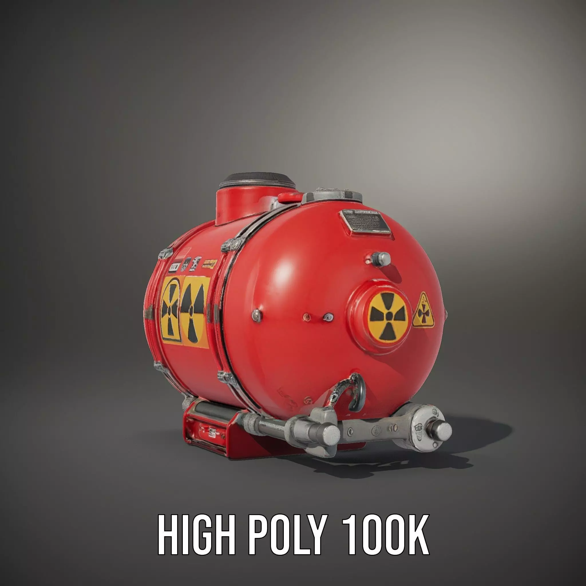 Red Industrial Tank Model Pack with Hazard Symbols Low-poly 3D model_11