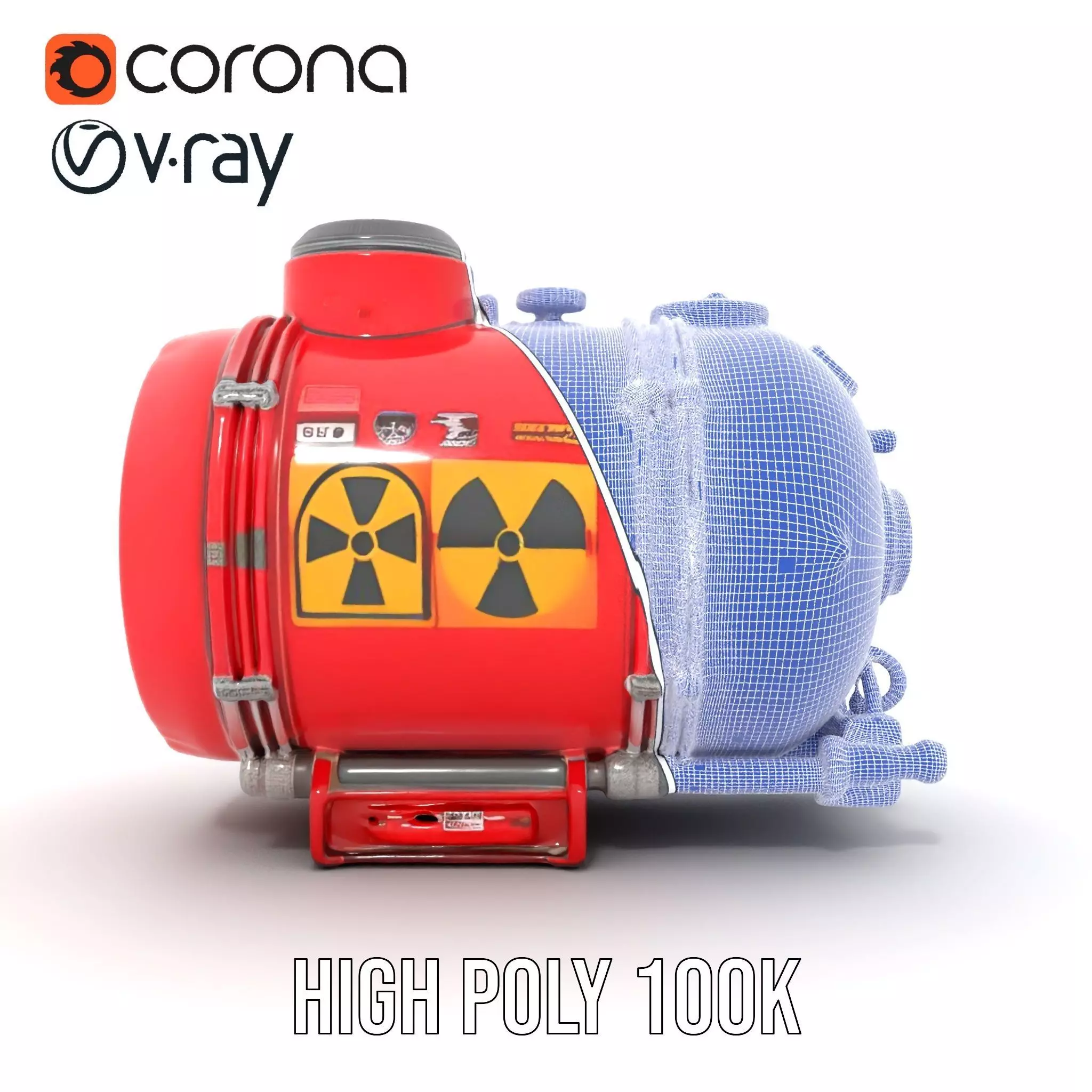 Red Industrial Tank Model Pack with Hazard Symbols Low-poly 3D model_34