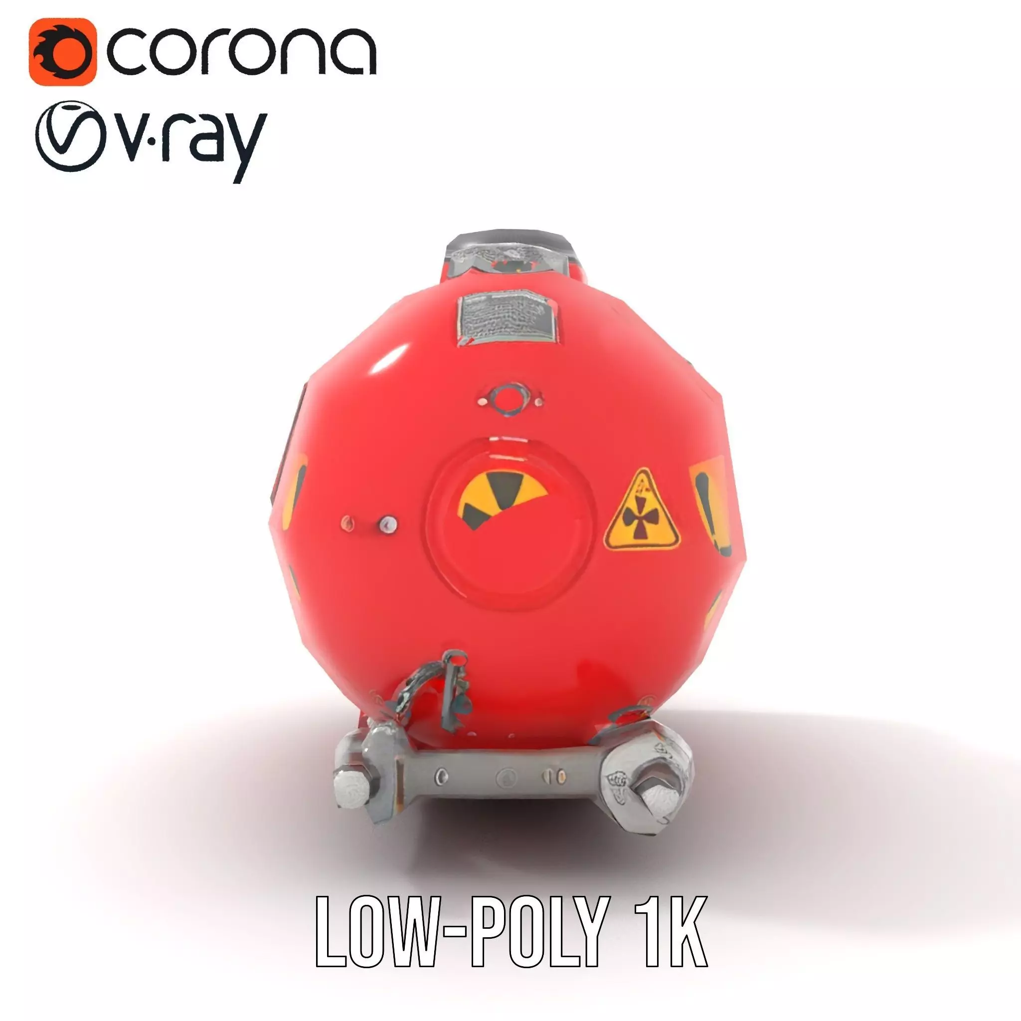 Red Industrial Tank Model Pack with Hazard Symbols Low-poly 3D model_20