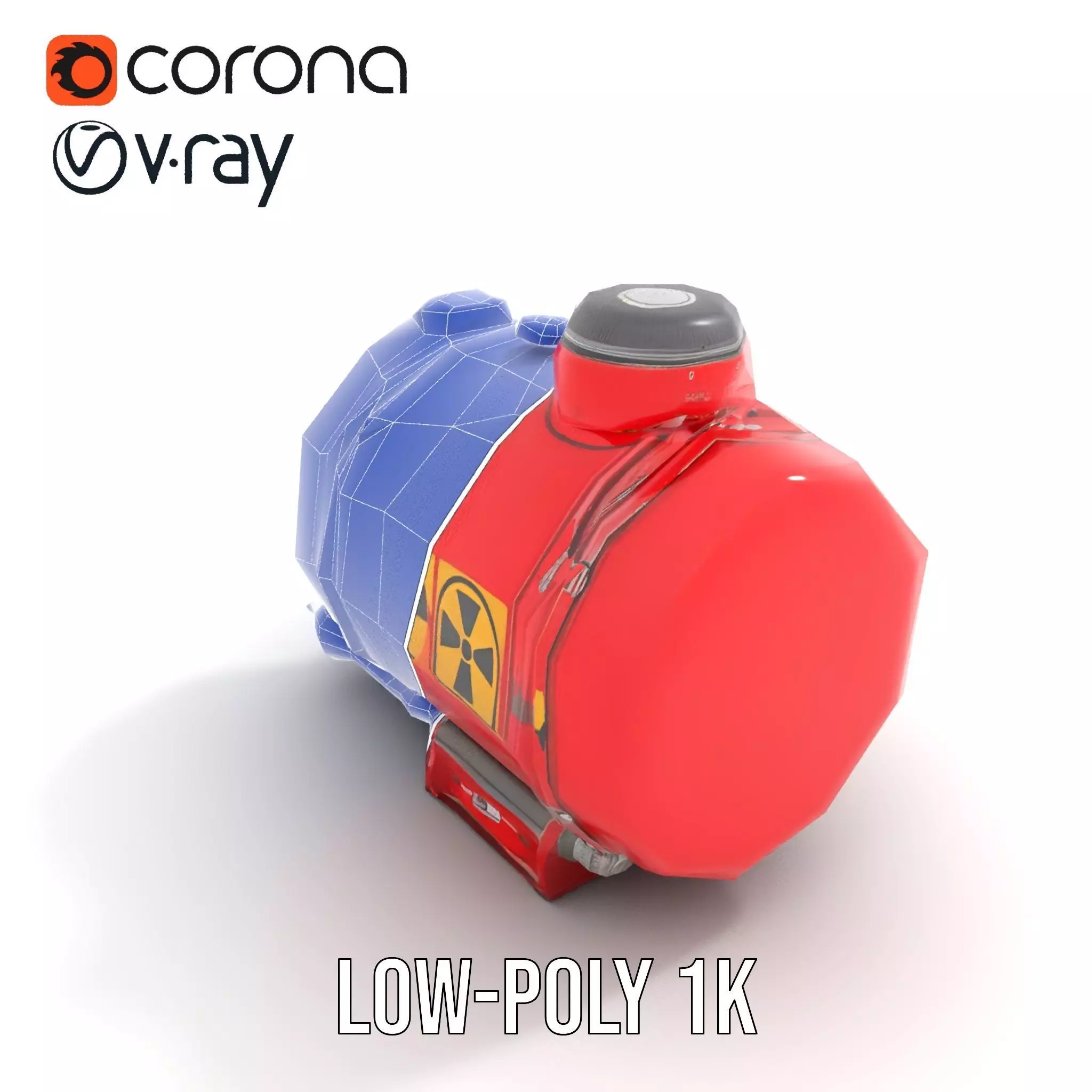 Red Industrial Tank Model Pack with Hazard Symbols Low-poly 3D model_26