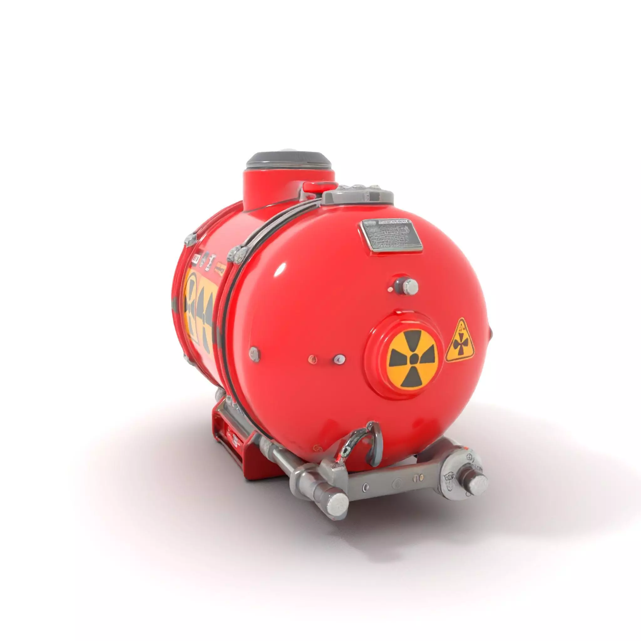 Red Industrial Tank Model Pack with Hazard Symbols Low-poly 3D model_0