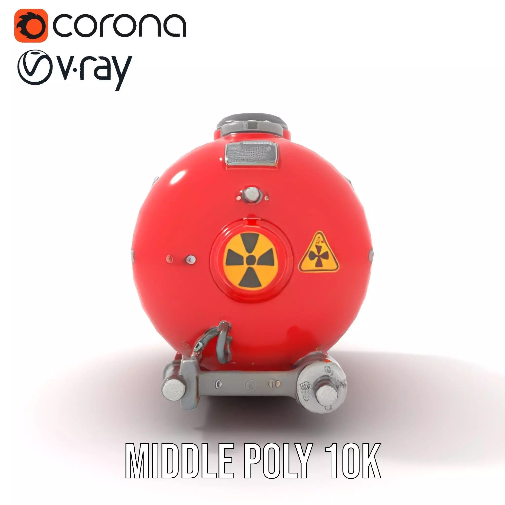 Red Industrial Tank Model Pack with Hazard Symbols Low-poly 3D model_14