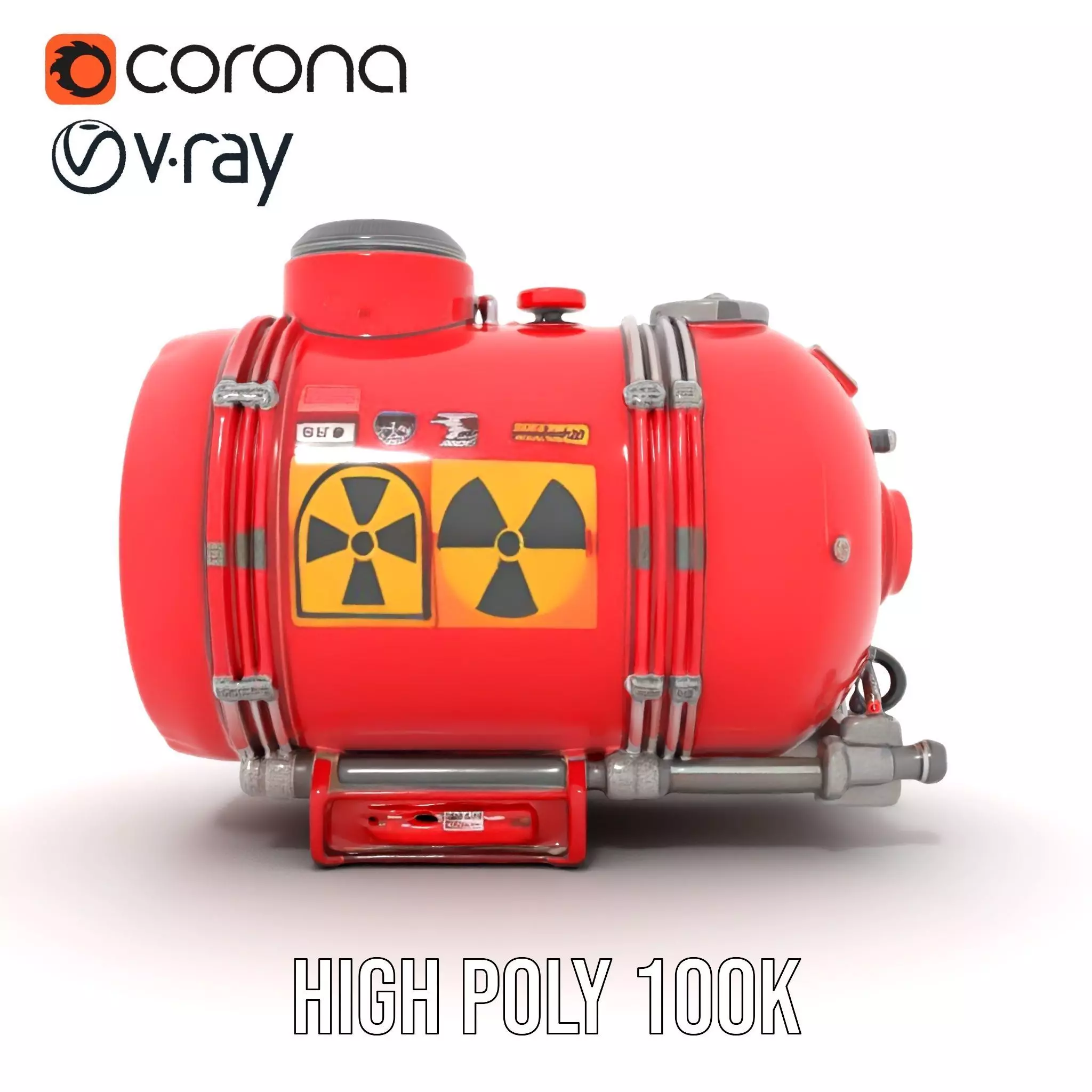 Red Industrial Tank Model Pack with Hazard Symbols Low-poly 3D model_27