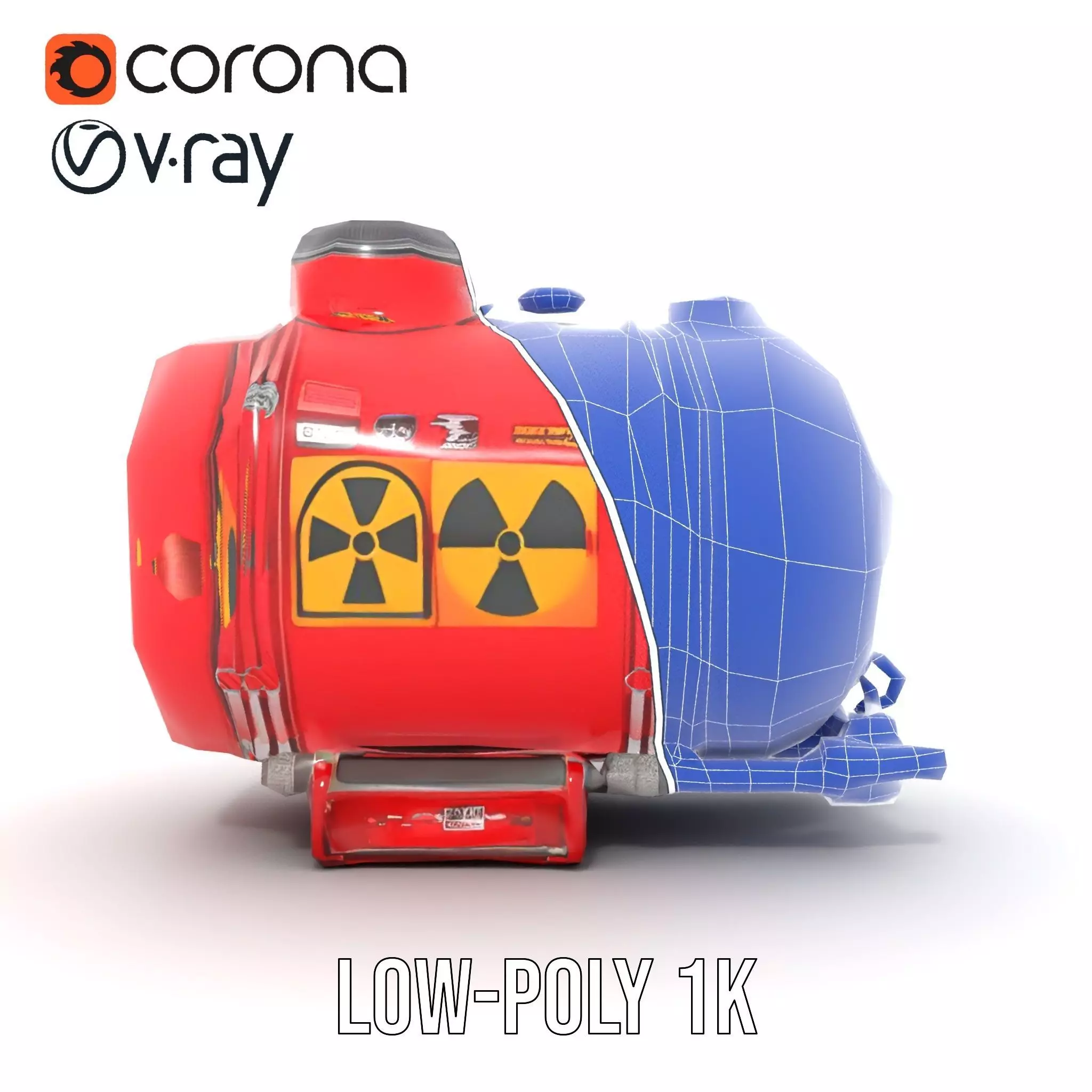 Red Industrial Tank Model Pack with Hazard Symbols Low-poly 3D model_32