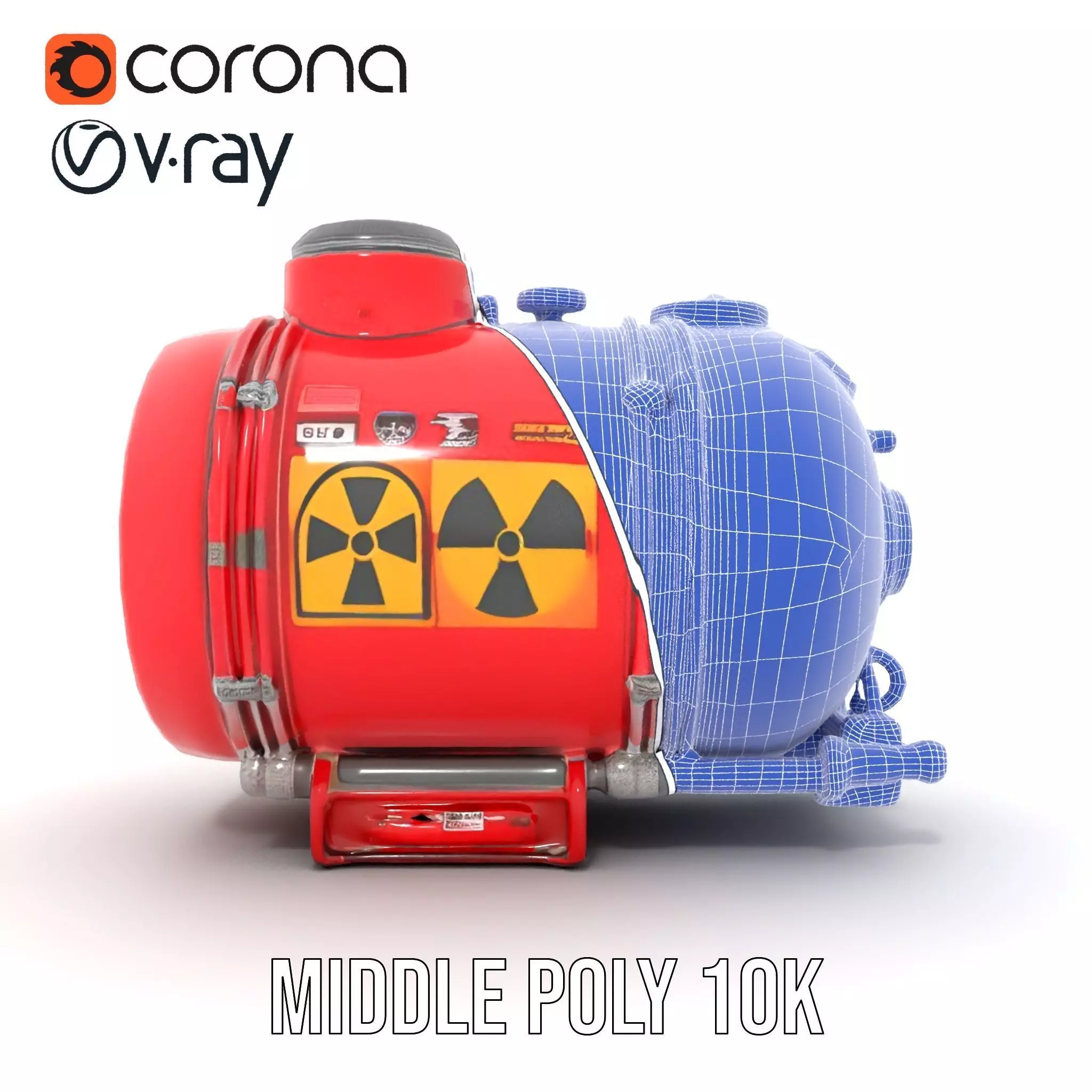 Red Industrial Tank Model Pack with Hazard Symbols Low-poly 3D model_28