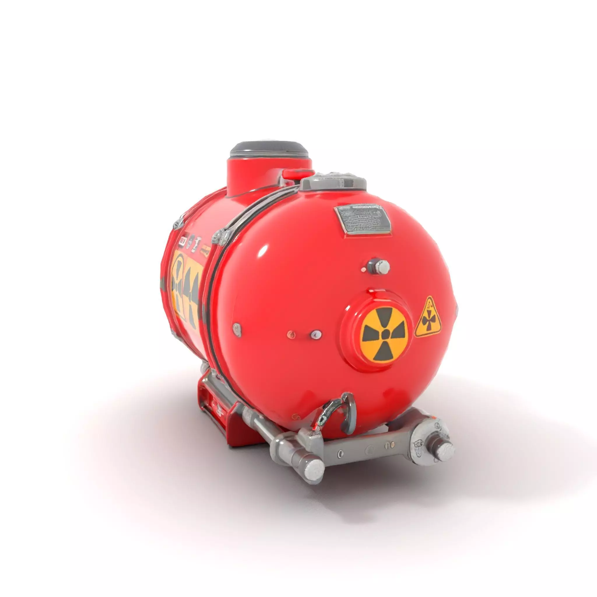 Red Industrial Tank Model Pack with Hazard Symbols Low-poly 3D model_12