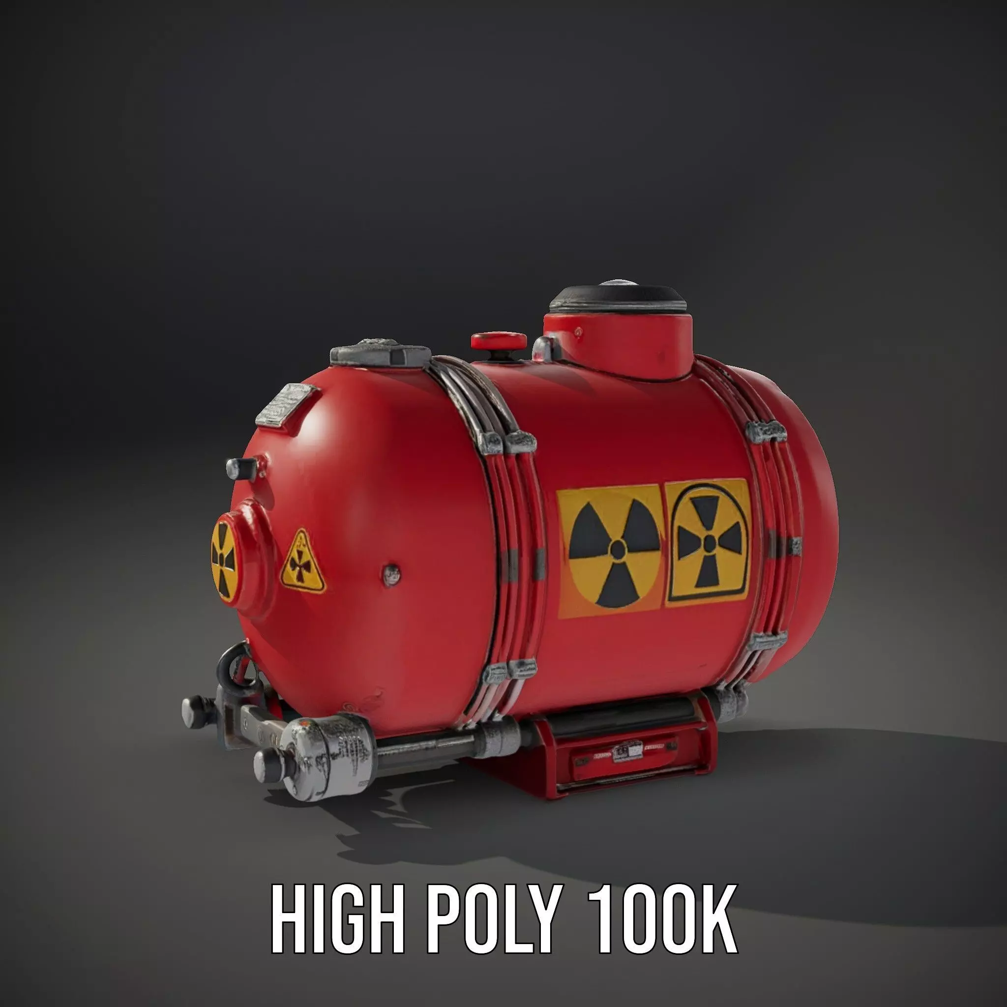 Red Industrial Tank Model Pack with Hazard Symbols Low-poly 3D model_9