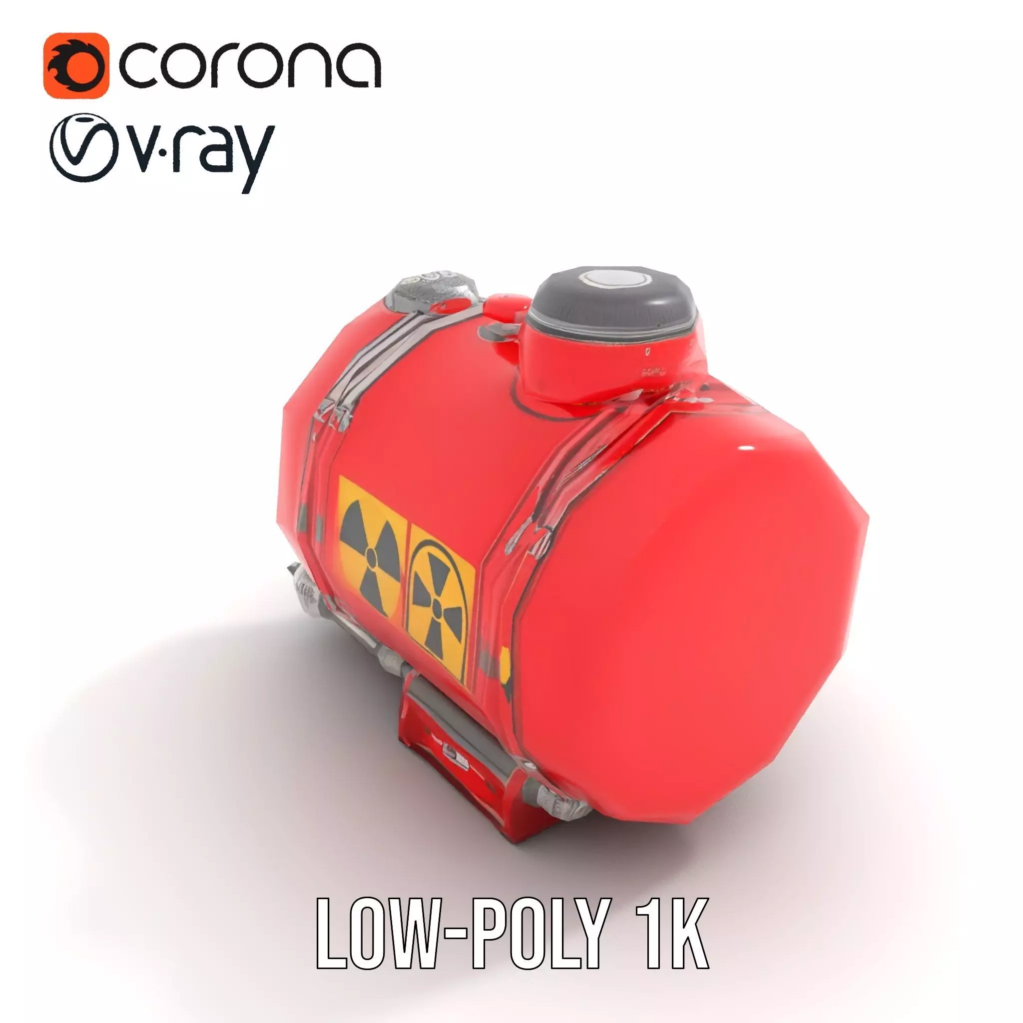 Red Industrial Tank Model Pack with Hazard Symbols Low-poly 3D model_13