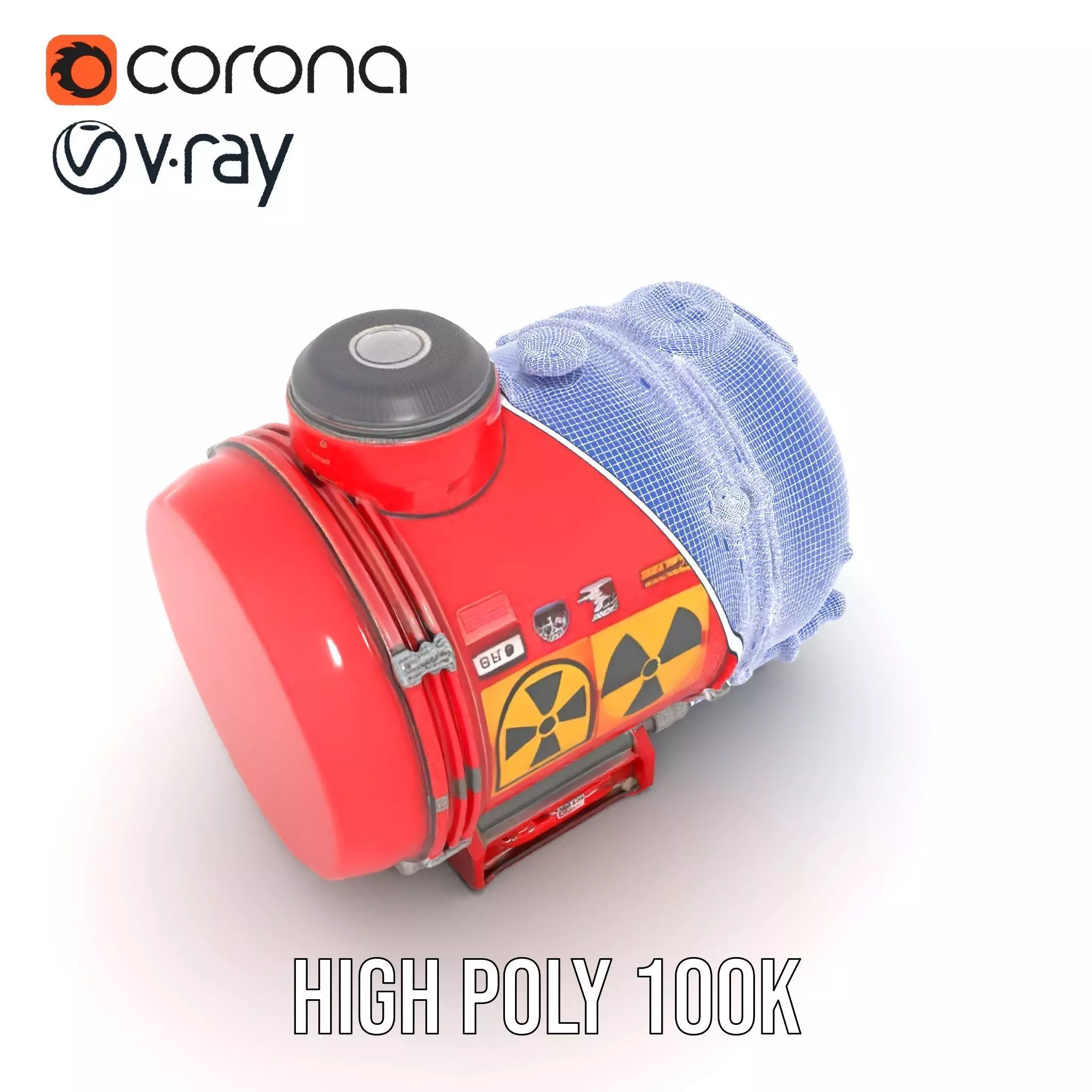 Red Industrial Tank Model Pack with Hazard Symbols Low-poly 3D model_30